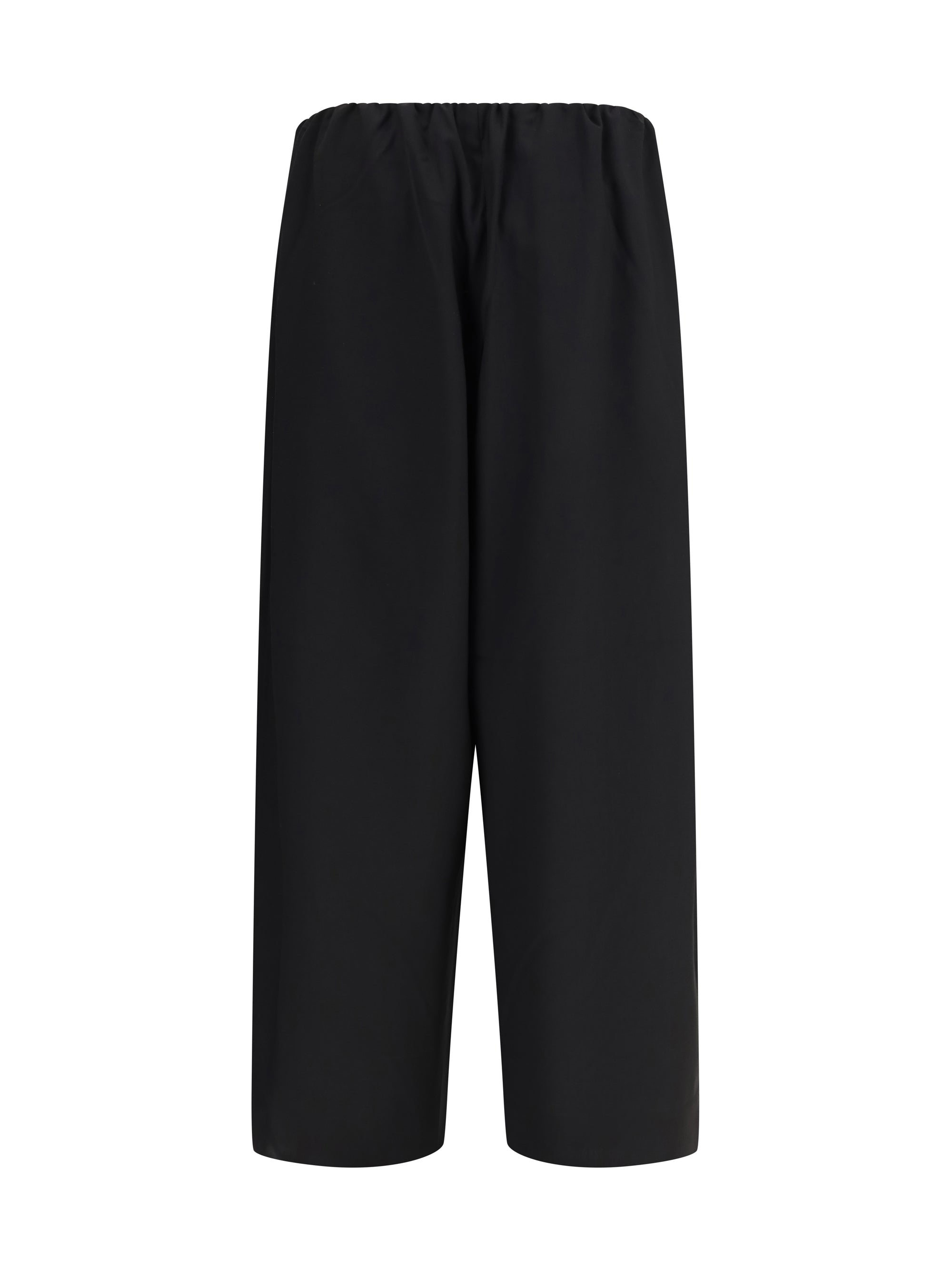 Toteme Drawstring Wide-Leg Wool Trousers — Black, view 3