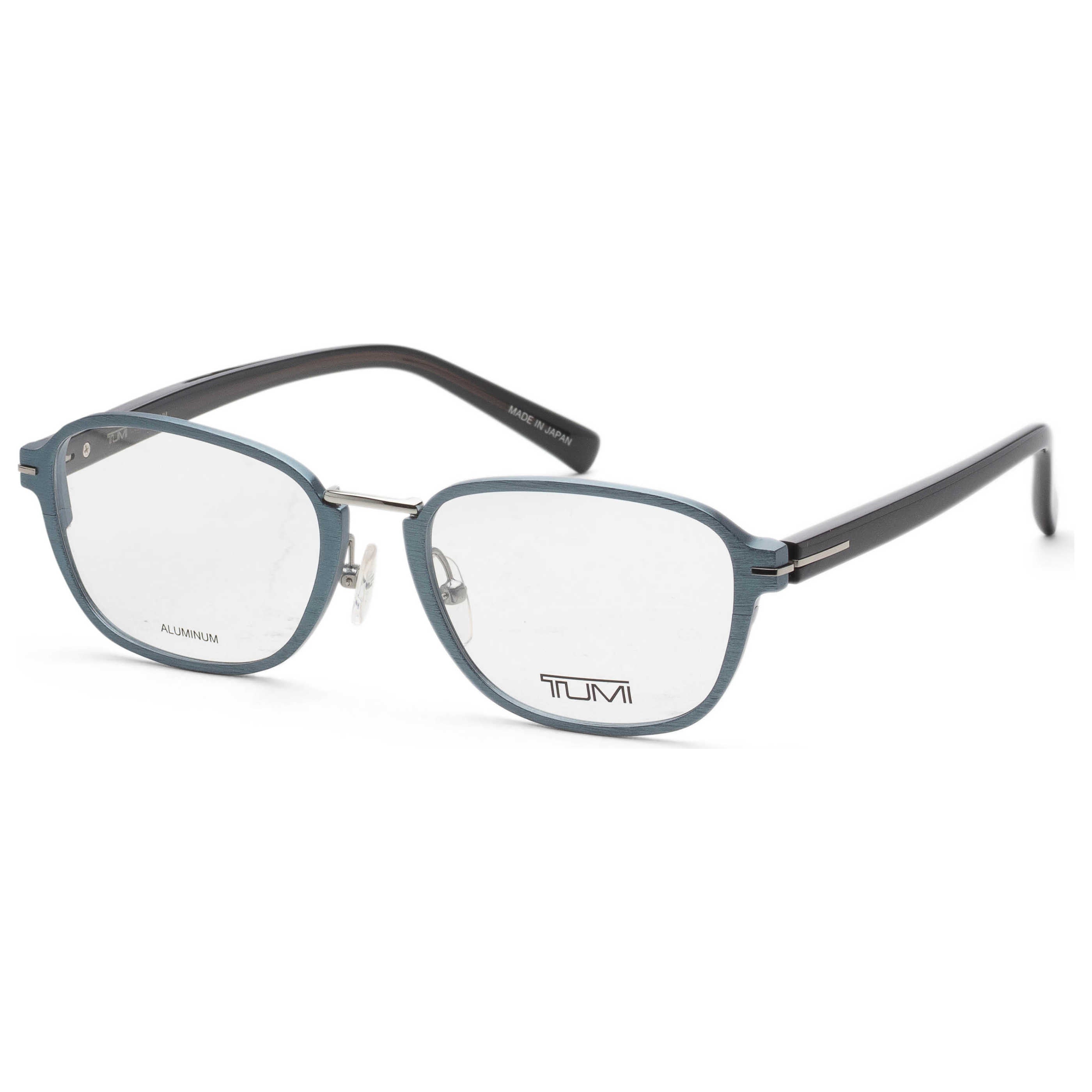 Tumi VTU0235201AQ Blue Havana Metal Frame Eyeglasses — Blue by Tumi