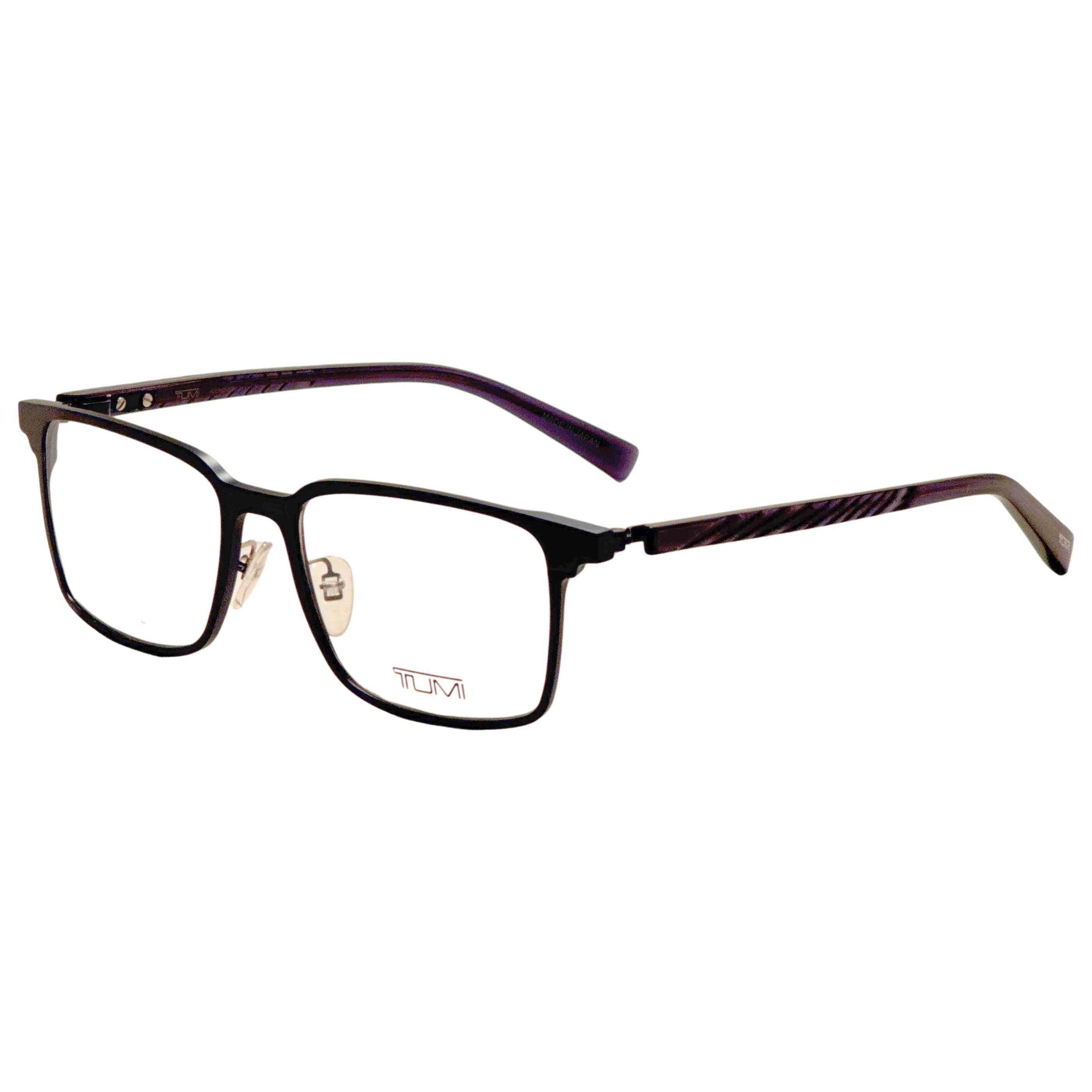 Tumi VTU5135401AQ Blue Square Metal Eyeglasses — Black by Tumi
