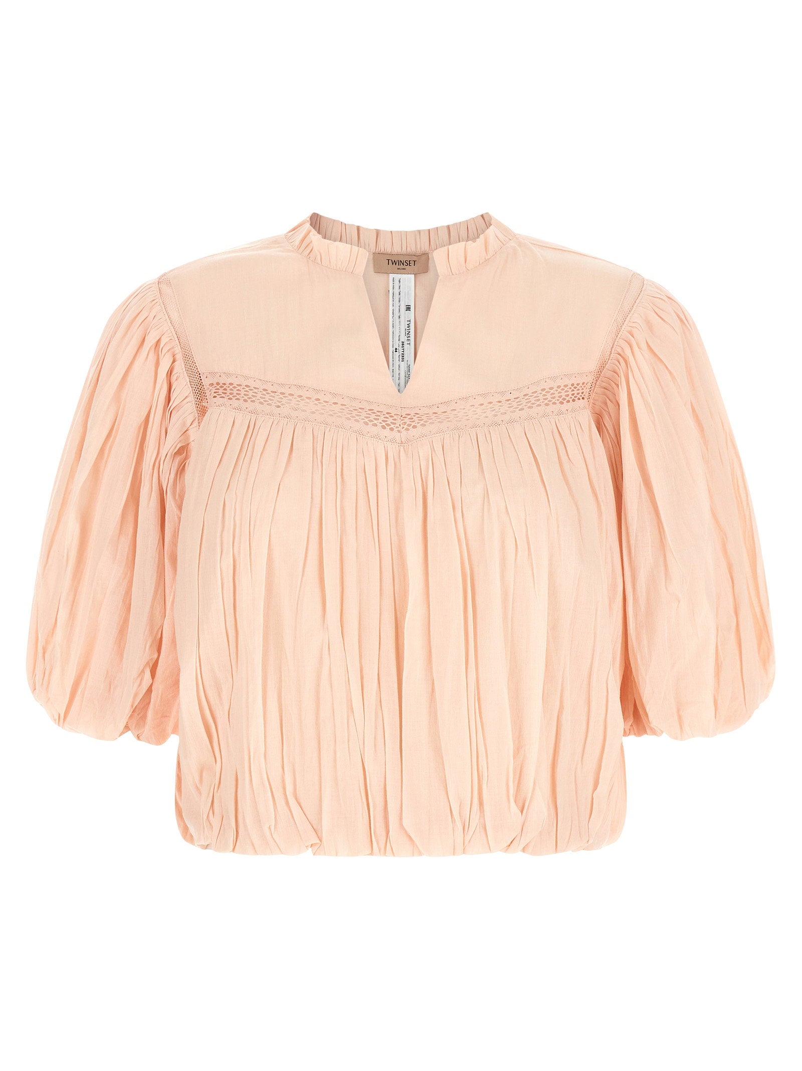 Twin Set Pleated Cotton Blouse — peach by Twin-Set