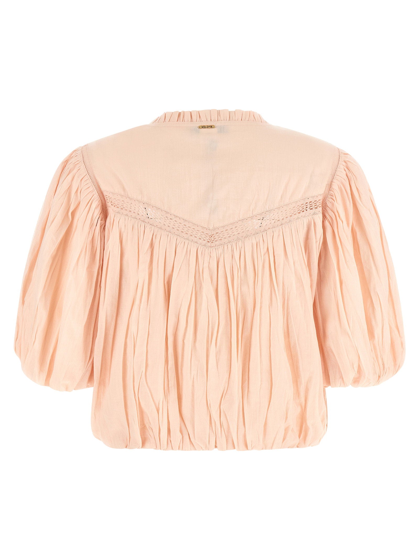 Twin Set Pleated Cotton Blouse — peach, view 2