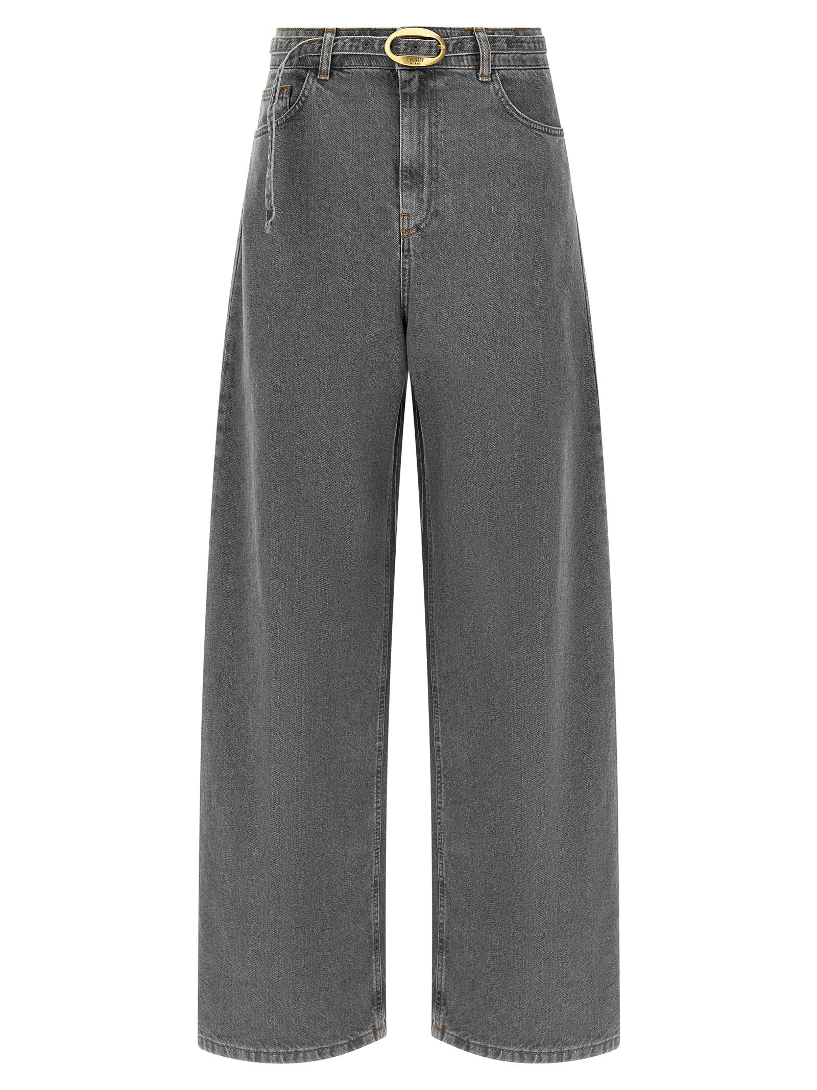 Twin Set Belted Wide-Leg Jeans — Grey by Twin-Set
