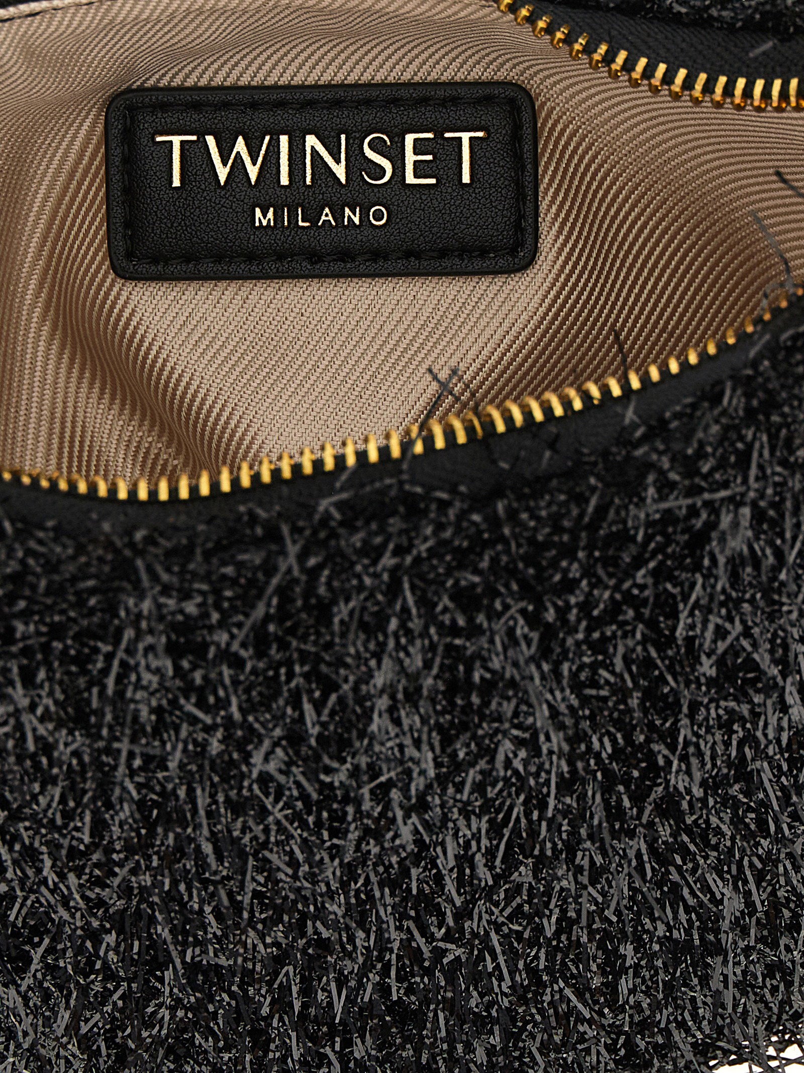 Twin Set Textured Lurex Mini Bag — Black, view 4