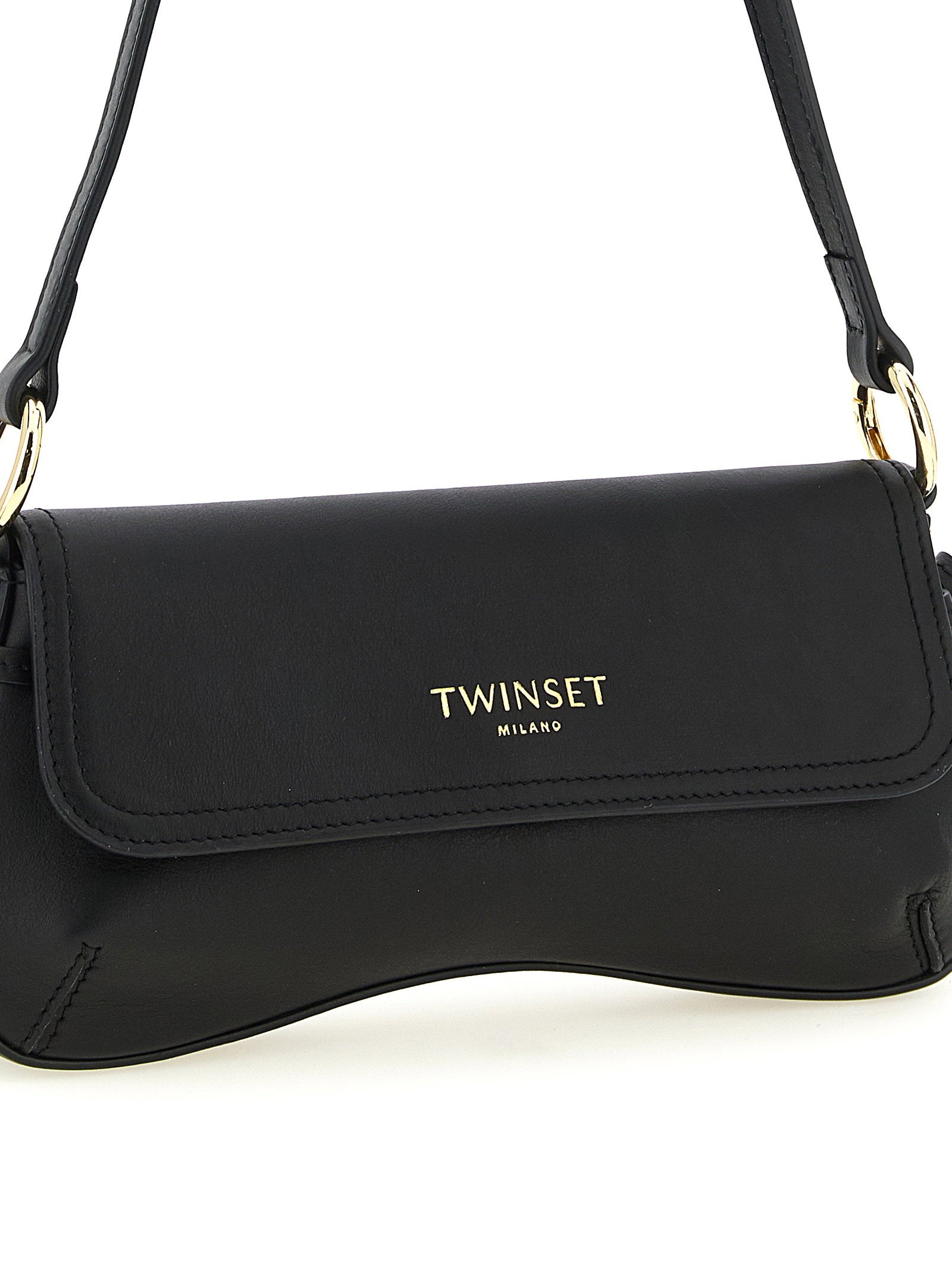 Twin Set Leather Shoulder Bag — Black, view 3