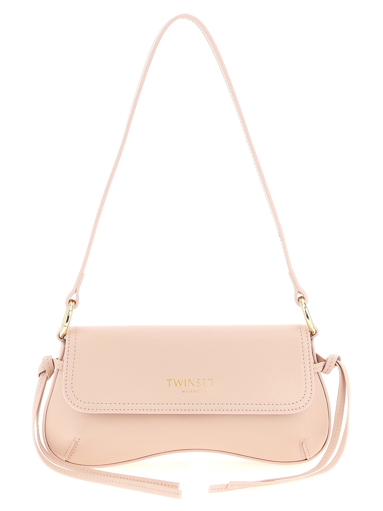 Twin Set Full Grain Nappa Calf Leather Shoulder Bag — blush by Twin-Set