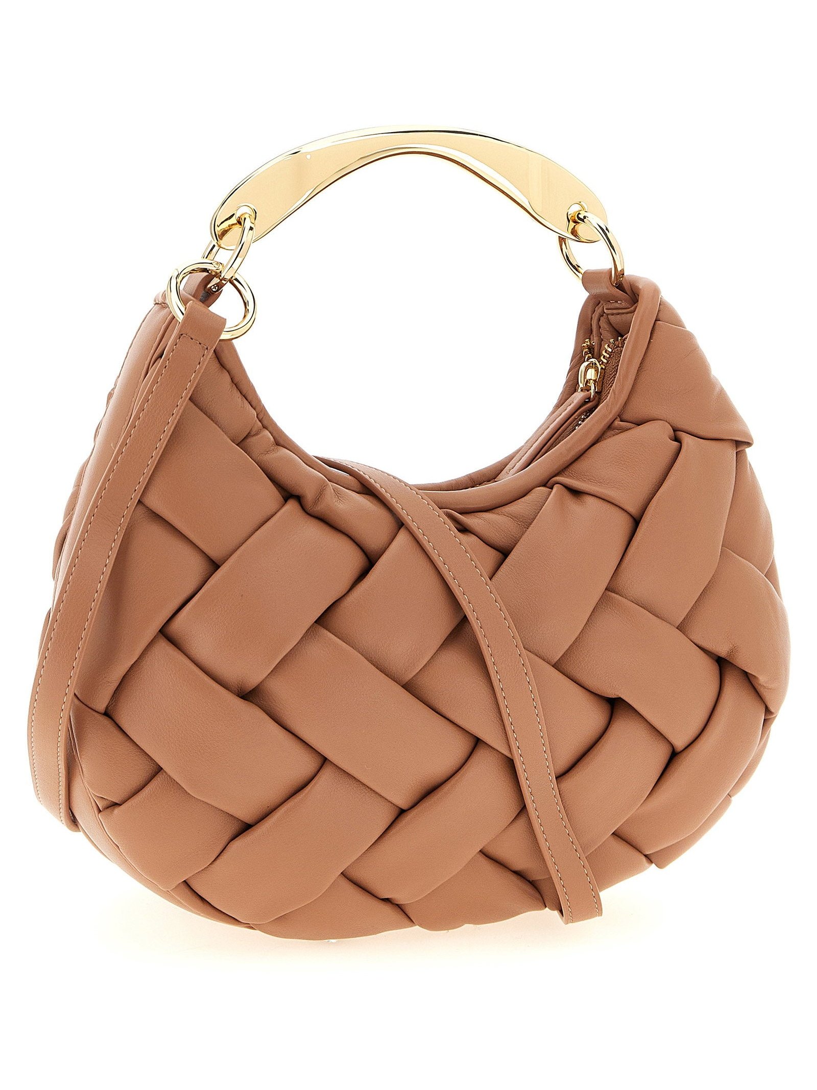 Twin Set Quilted Nappa Leather Shoulder Bag — Camel, view 2
