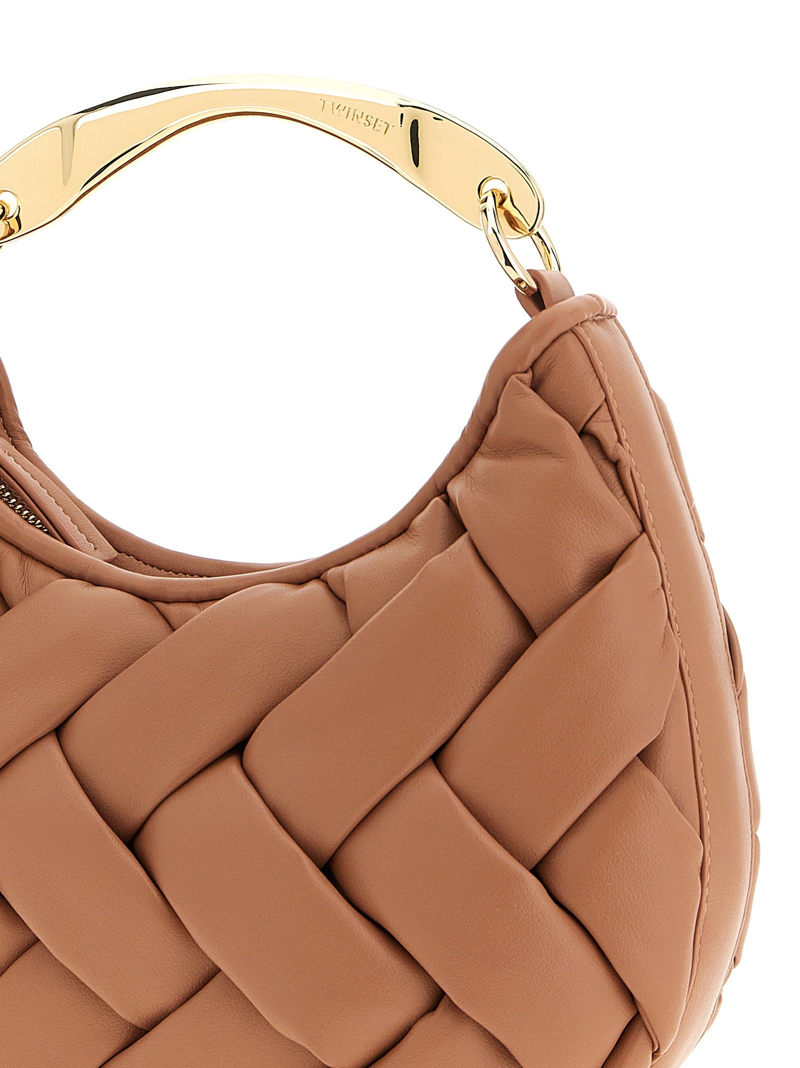 Twin Set Quilted Nappa Leather Shoulder Bag — Camel, view 3