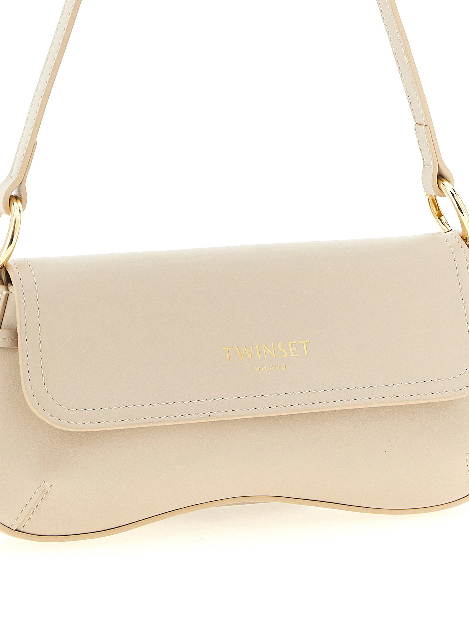 Twin Set Full Grain Nappa Leather Shoulder Bag — Cream, view 3
