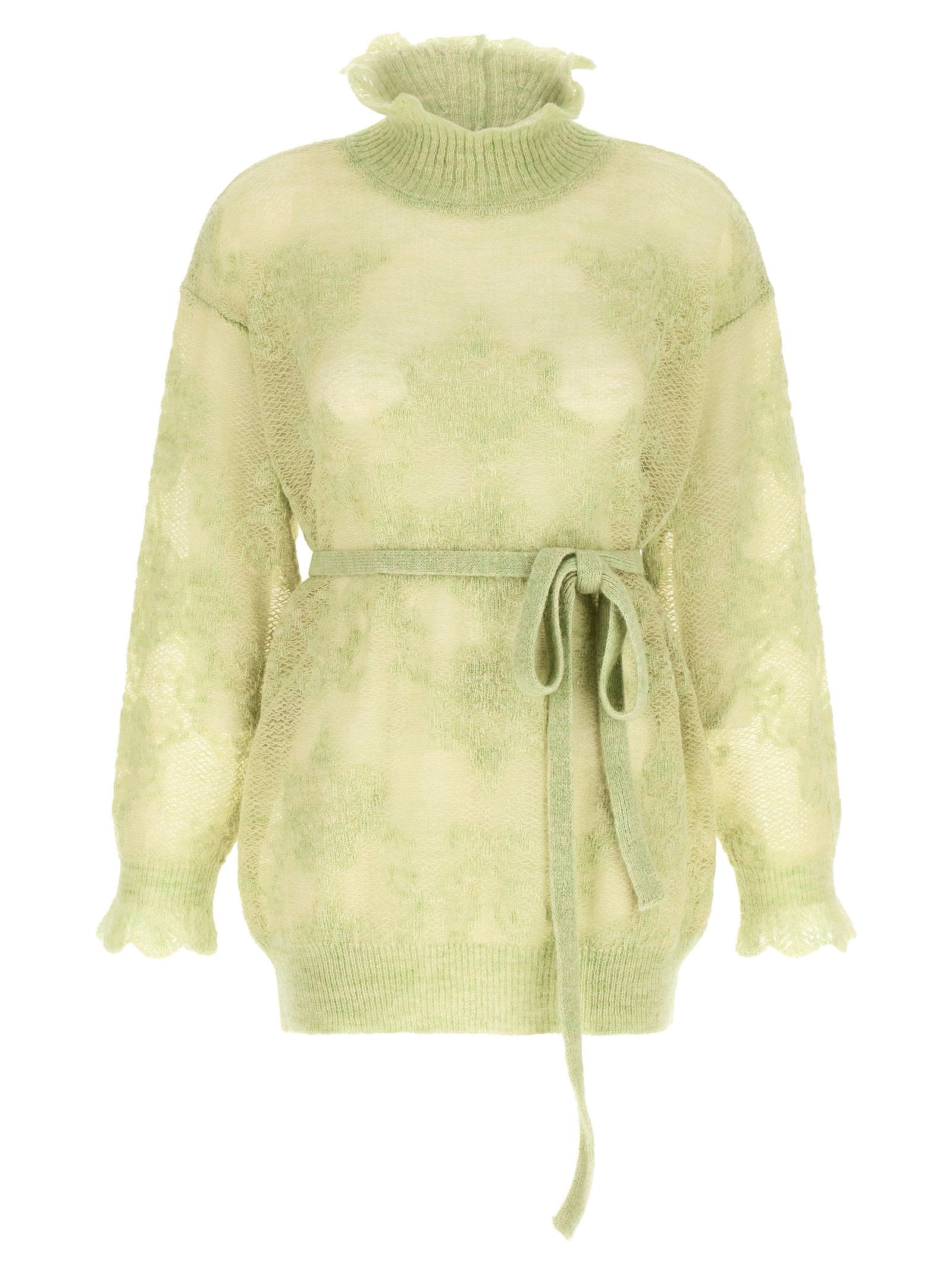 Twin Set Jacquard Alpaca-Blend Sweater — sage green by Twin-Set