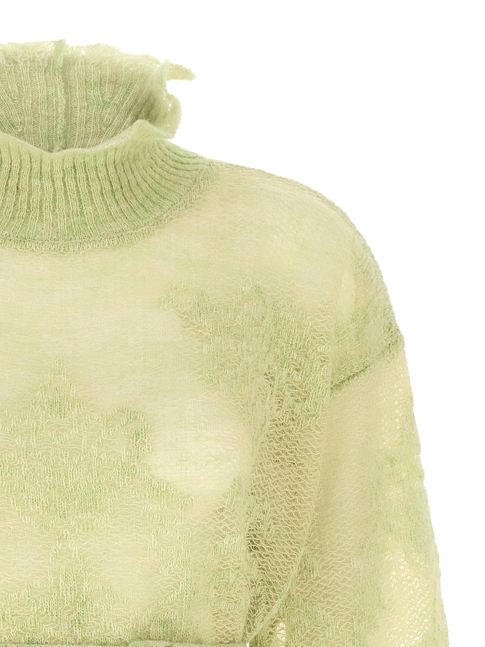 Twin Set Jacquard Alpaca-Blend Sweater — sage green, view 3