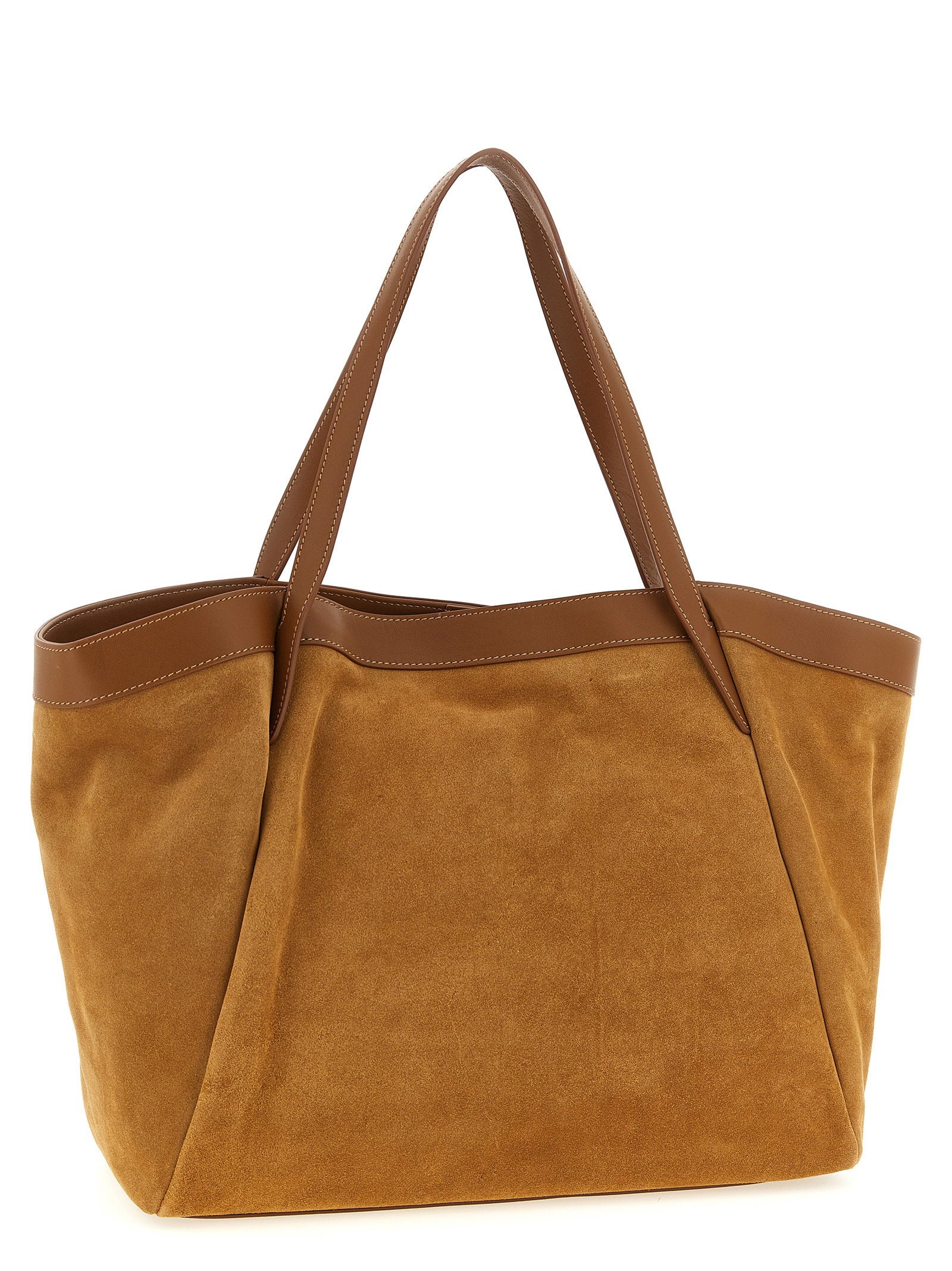 Twin Set Suede and Leather Tote Bag — Camel, view 2