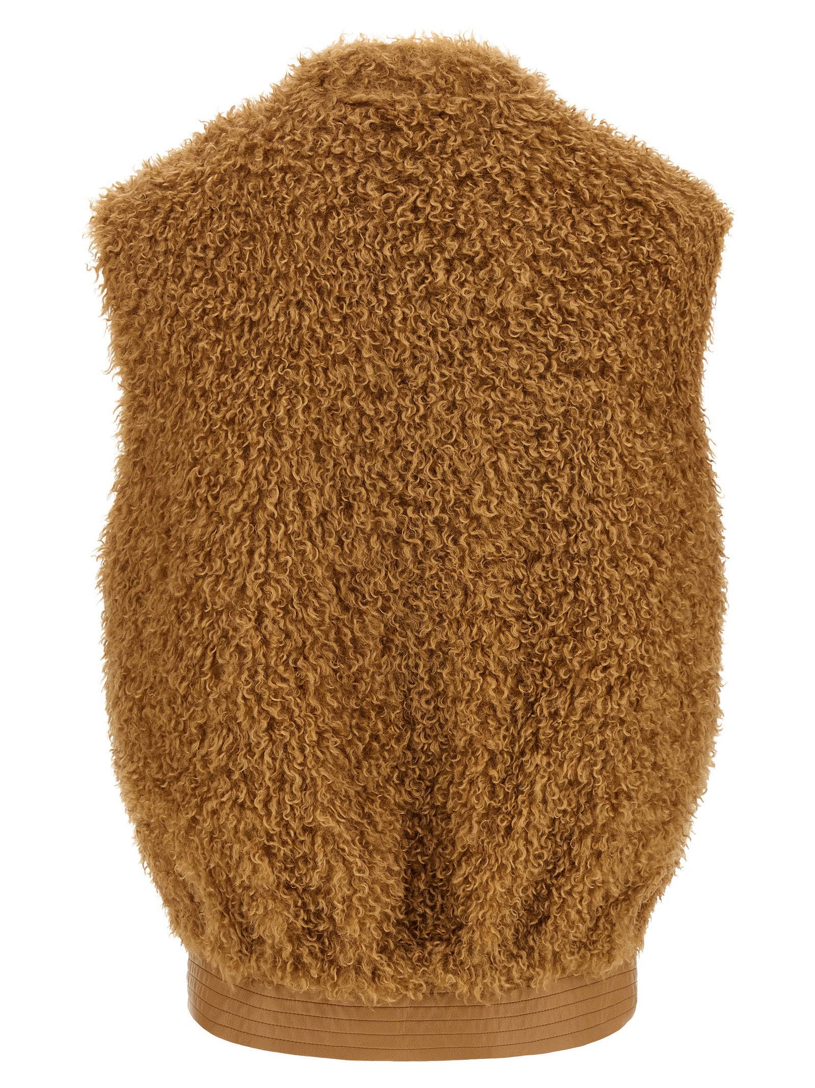 Twin Set Teddy Soft Double-Breasted Vest — Camel, view 2
