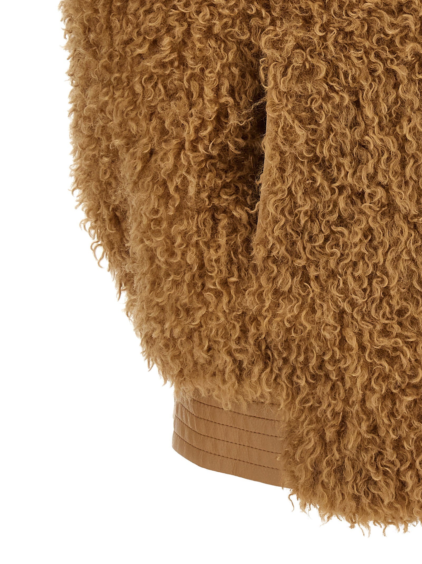 Twin Set Teddy Soft Double-Breasted Vest — Camel, view 4