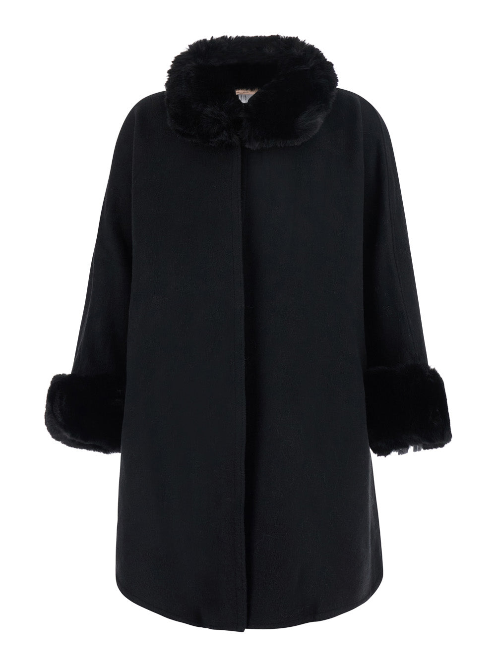 Twinset Faux Fur-Trimmed Coat — Black by Twinset