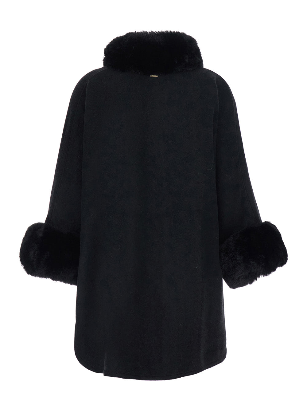 Twinset Faux Fur-Trimmed Coat — Black, view 2