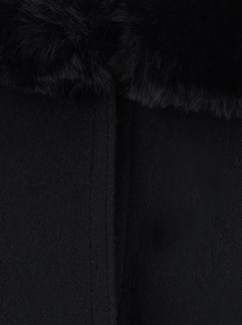 Twinset Faux Fur-Trimmed Coat — Black, view 3