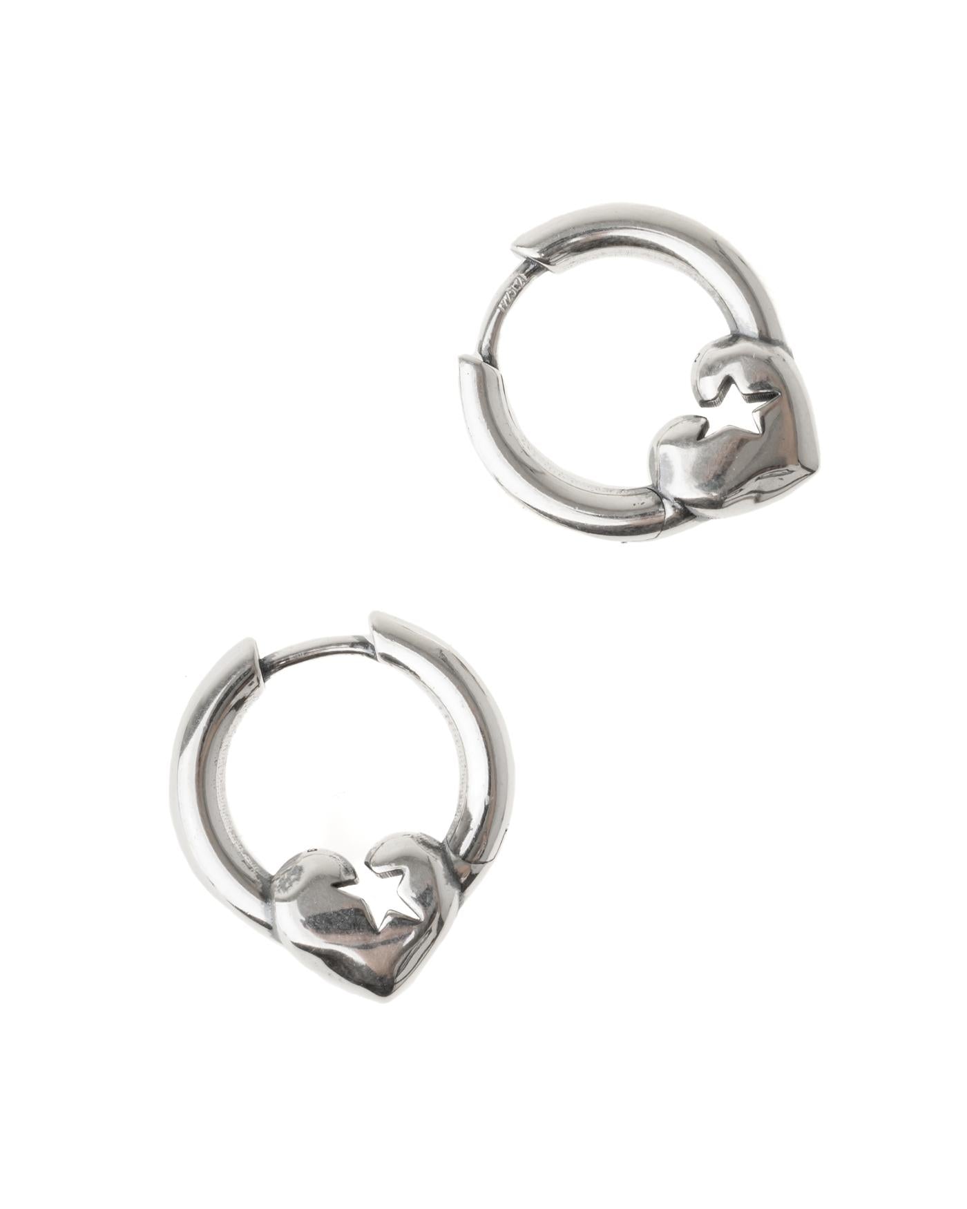 Twojeys Heart Logo Hoop Earrings — Silver, view 2