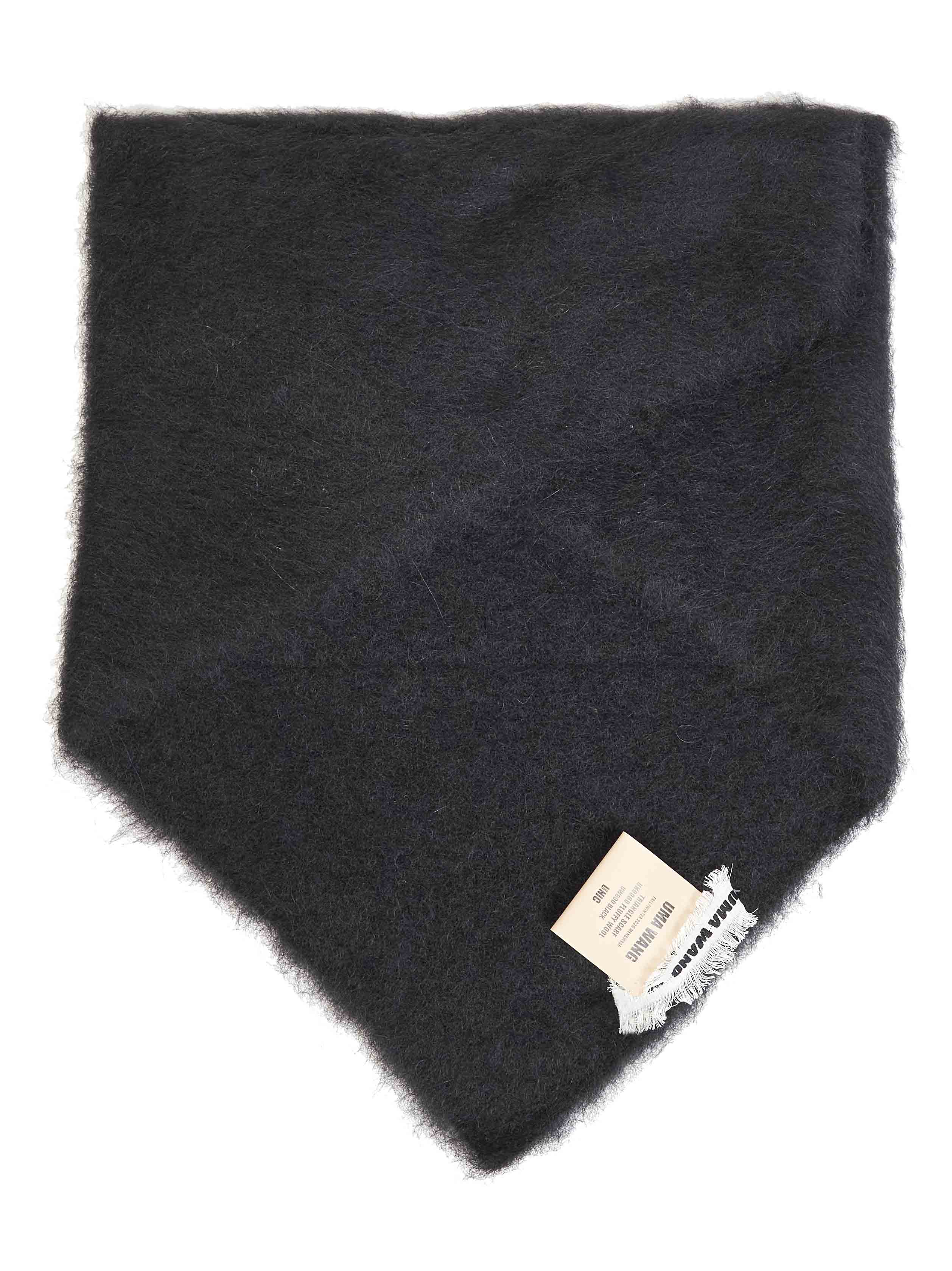 Uma Wang Alpaca Blend Triangular Scarf — Black, view 2