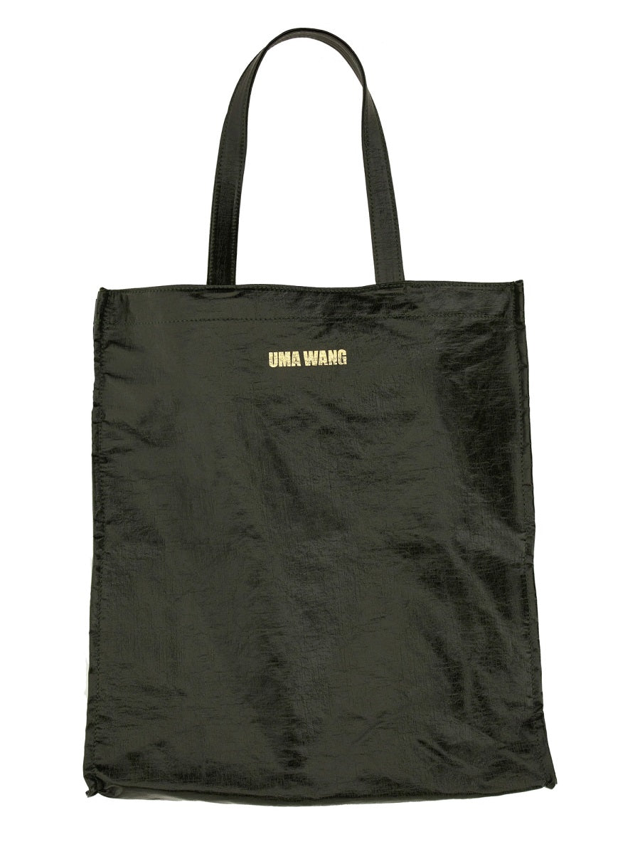 Uma Wang Linen-Blend Tote Bag — Brown, view 2