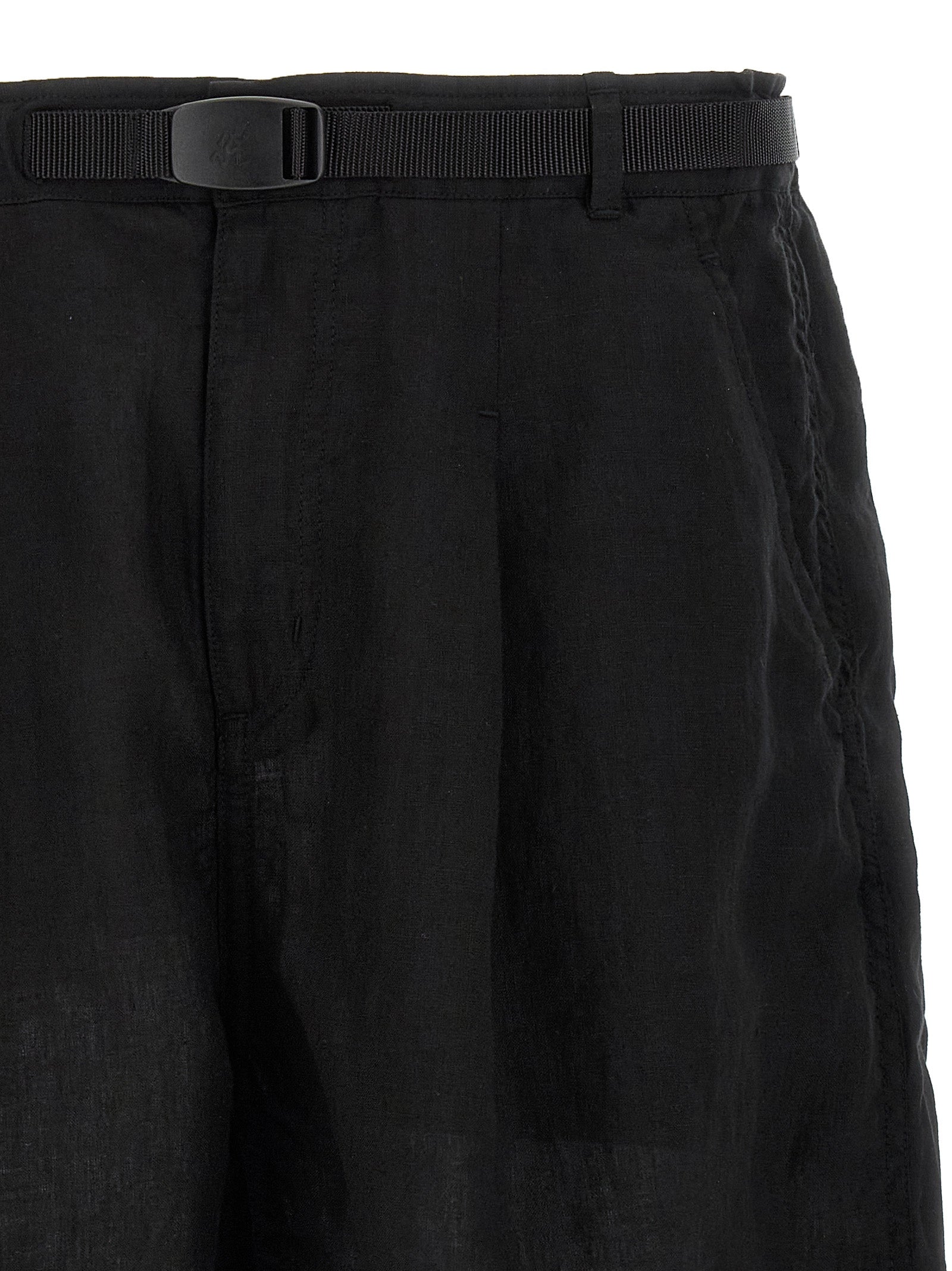 Undercover Garment-Dyed Linen Bermuda Shorts — Black, view 3