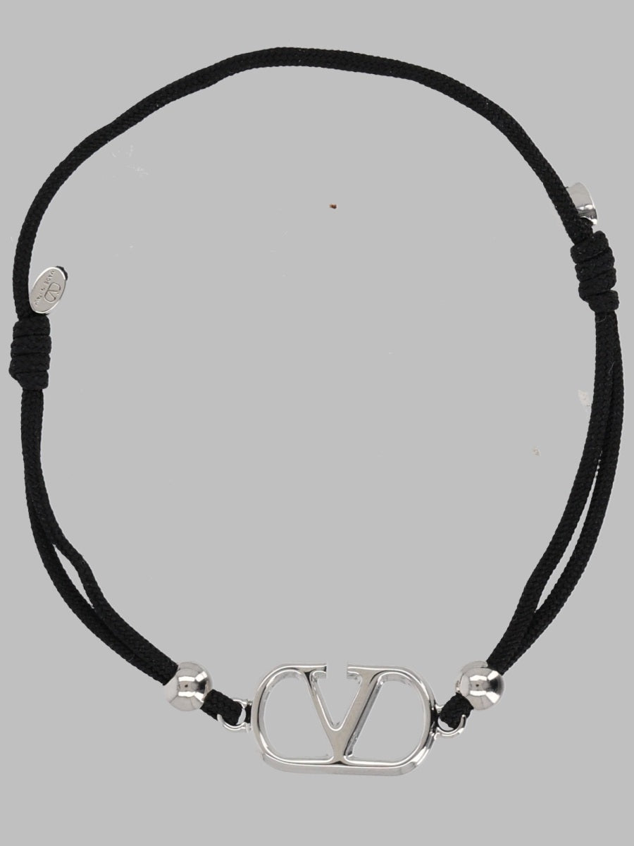 Valentino Garavani VLogo Signature Cord Bracelet — Black, view 2