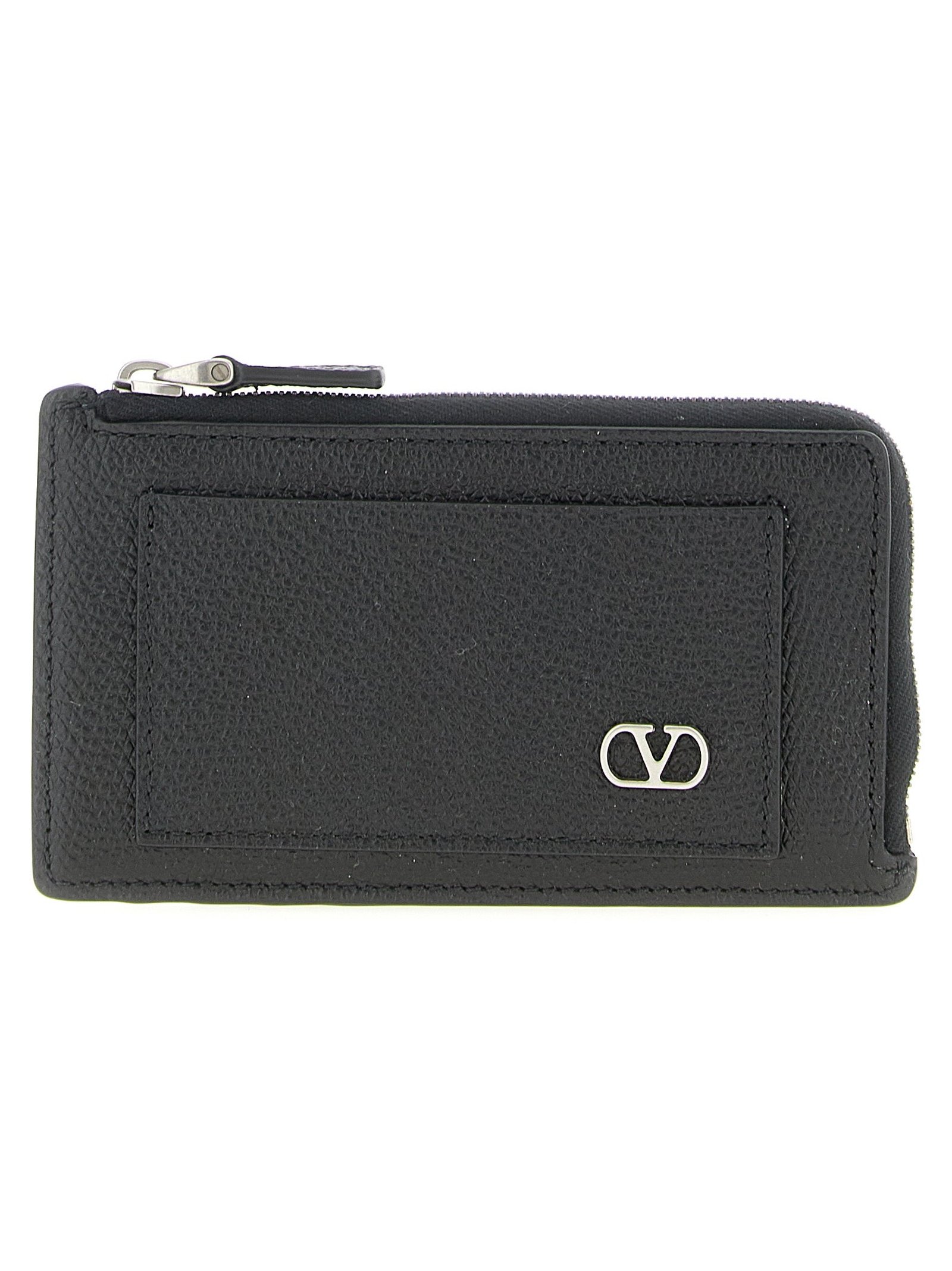 Valentino Garavani Calfskin Leather Card Case — Black by Valentino Garavani