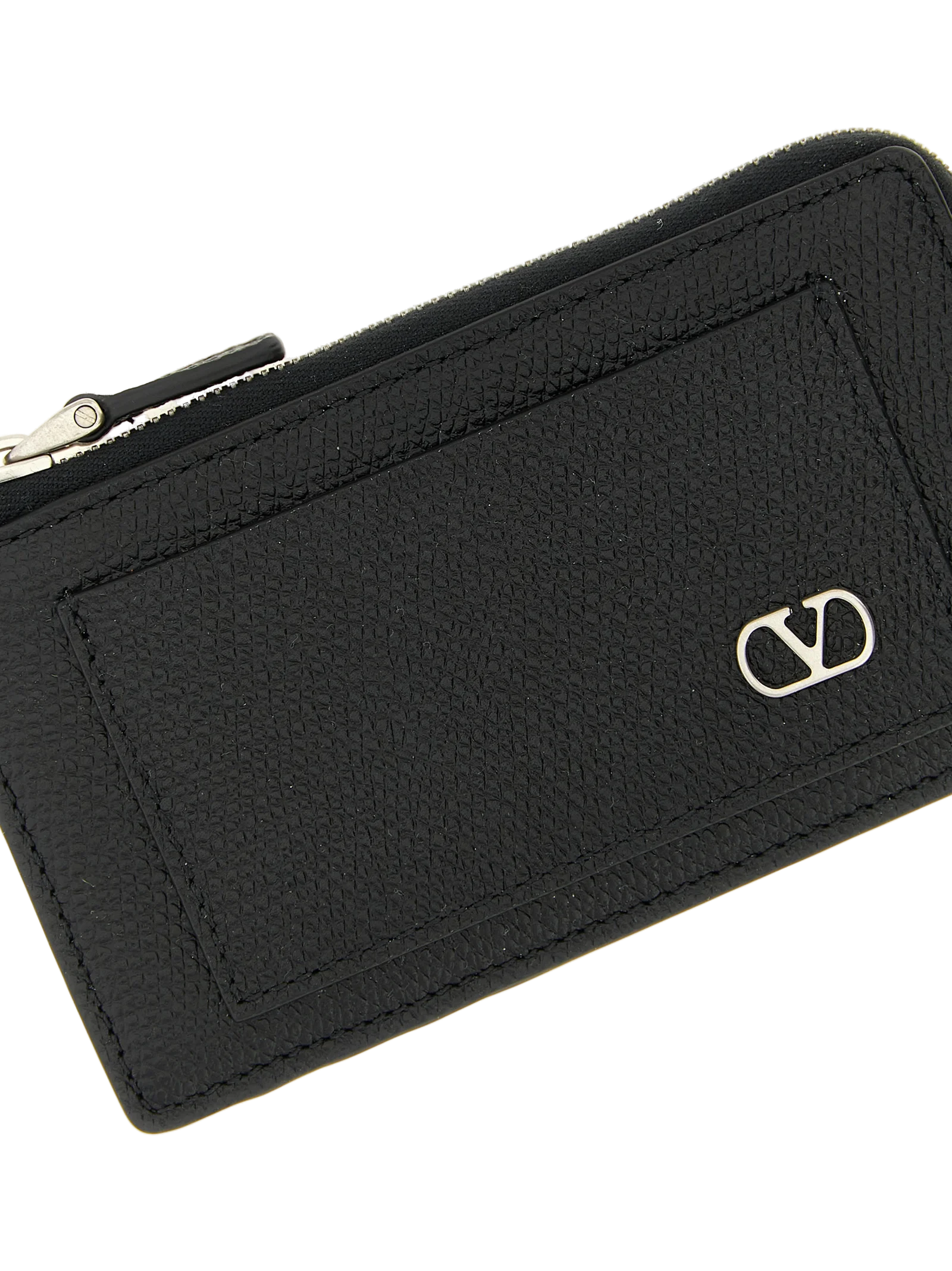 Valentino Garavani Calfskin Leather Card Case — Black, view 3