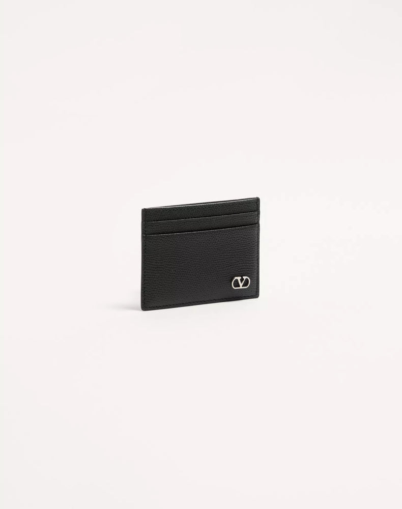 Valentino Garavani Textured Leather Card Case — Black, view 3