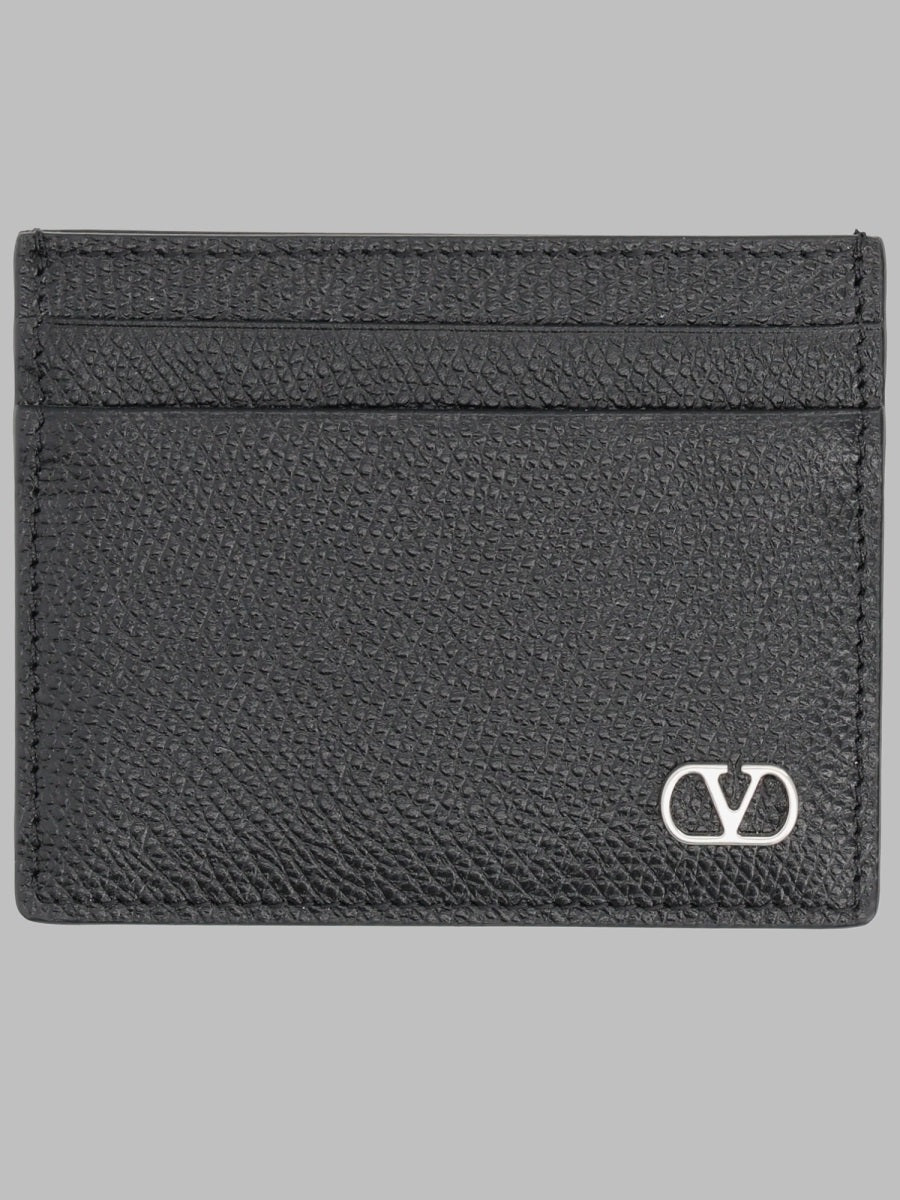 Valentino Garavani VLogo Signature Leather Card Case — Black by Valentino Garavani