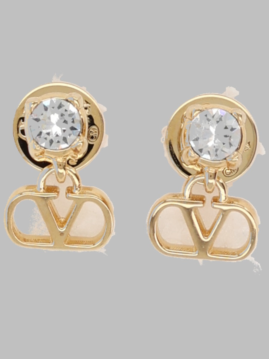Valentino Garavani VLogo Signature Strass Earrings — Gold by Valentino Garavani
