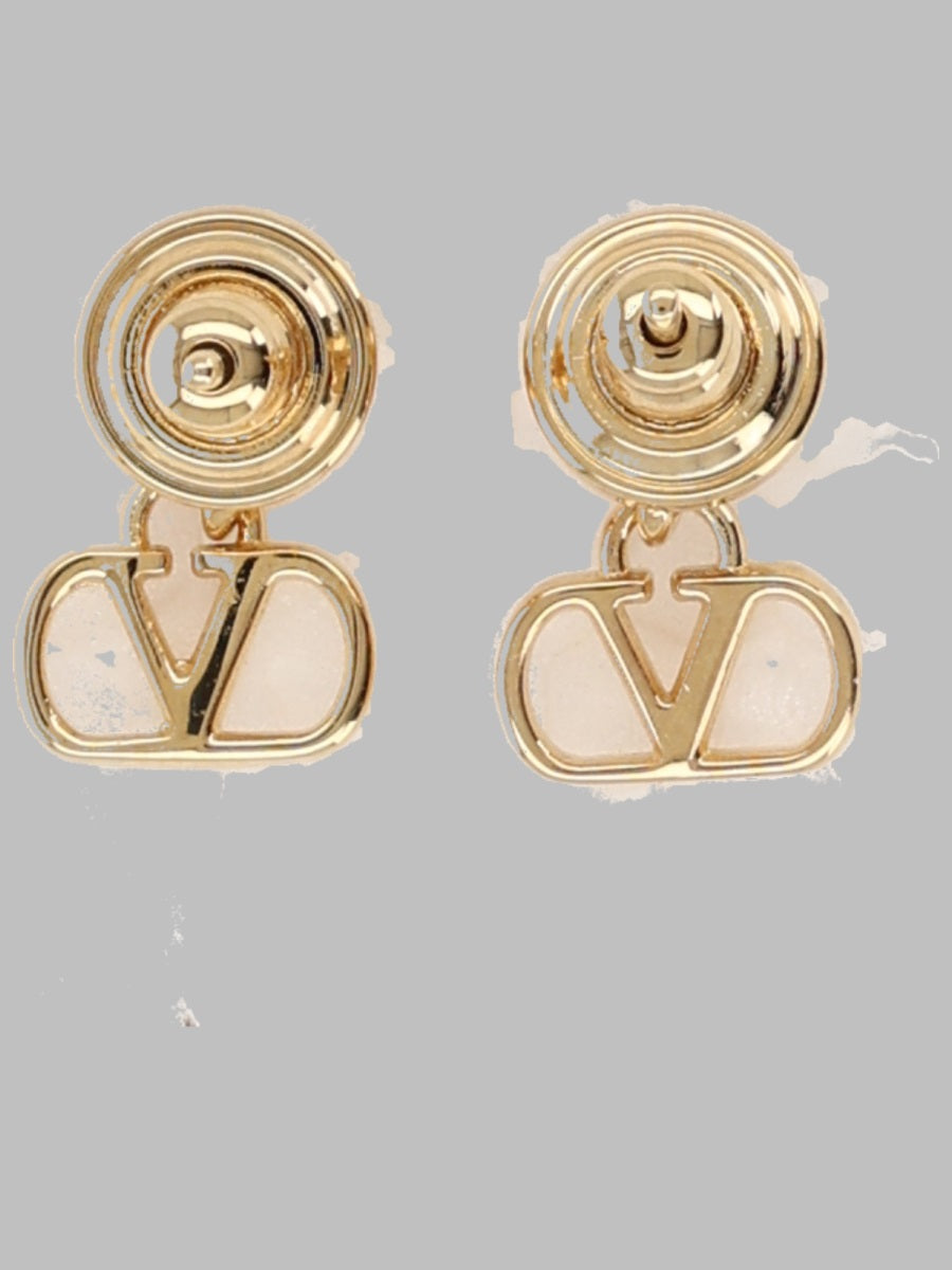 Valentino Garavani VLogo Signature Strass Earrings — Gold, view 2