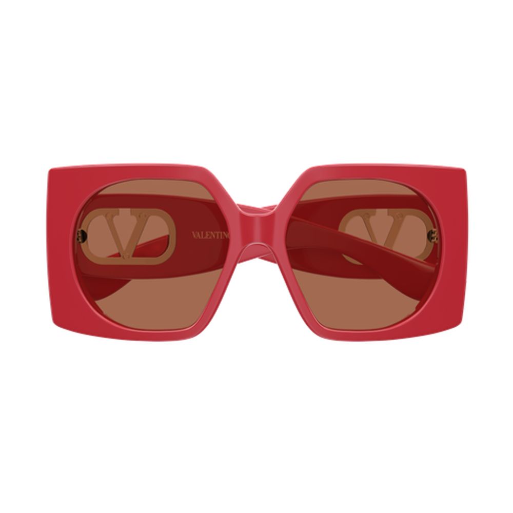 Valentino Garavani Eyewear VG0002S Geometric-Frame Sunglasses — Red by Valentino Garavani Eyewear