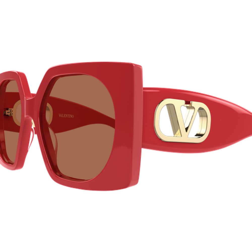 Valentino Garavani Eyewear VG0002S Geometric-Frame Sunglasses — Red, view 3