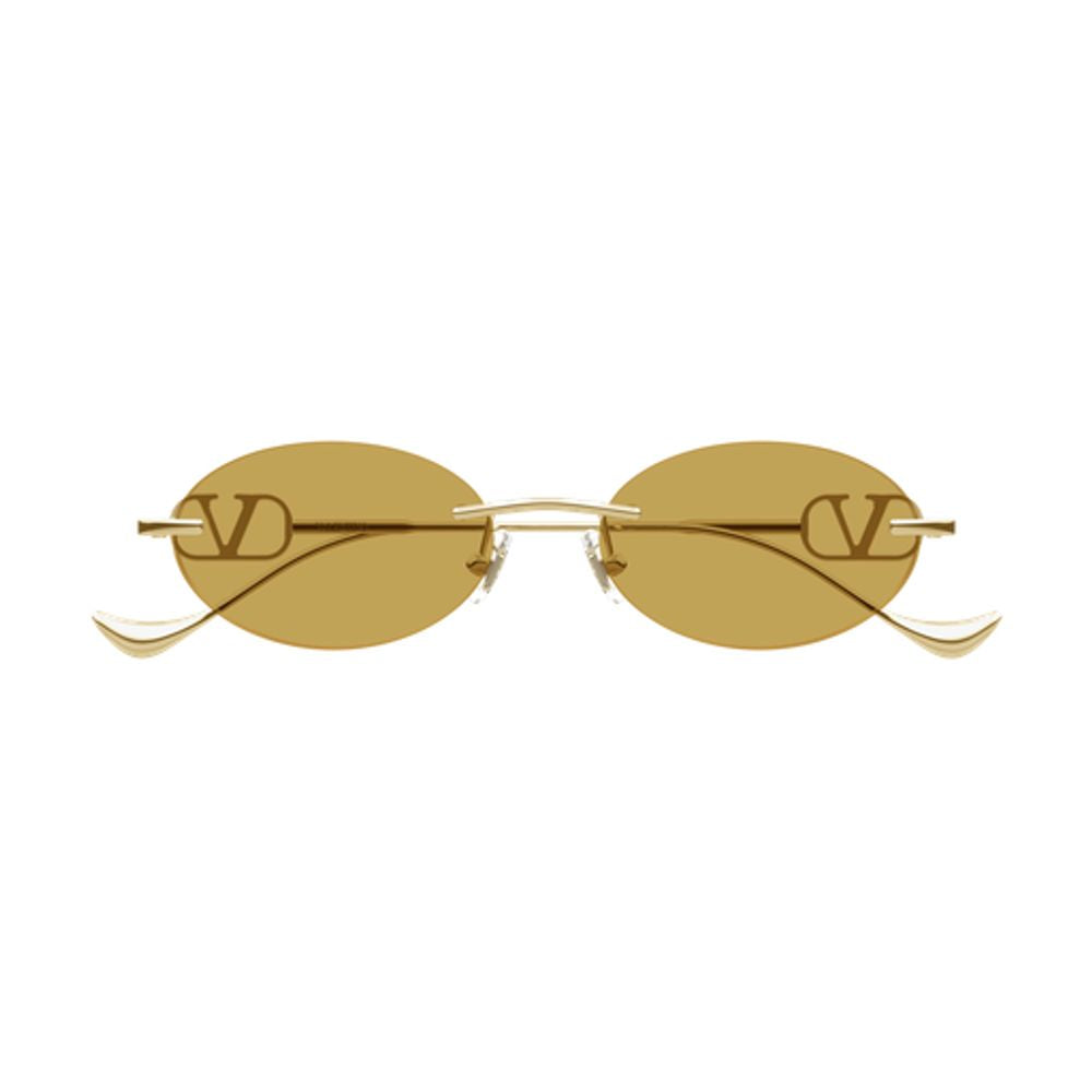Valentino Garavani Eyewear VG0032S V-Logo Oval-Frame Sunglasses — Gold by Valentino Garavani Eyewear