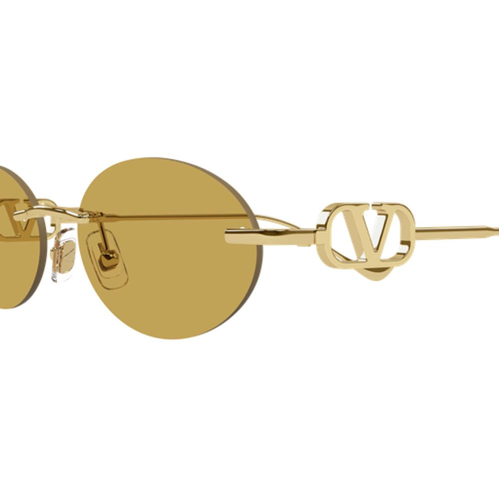 Valentino Garavani Eyewear VG0032S V-Logo Oval-Frame Sunglasses — Gold, view 3