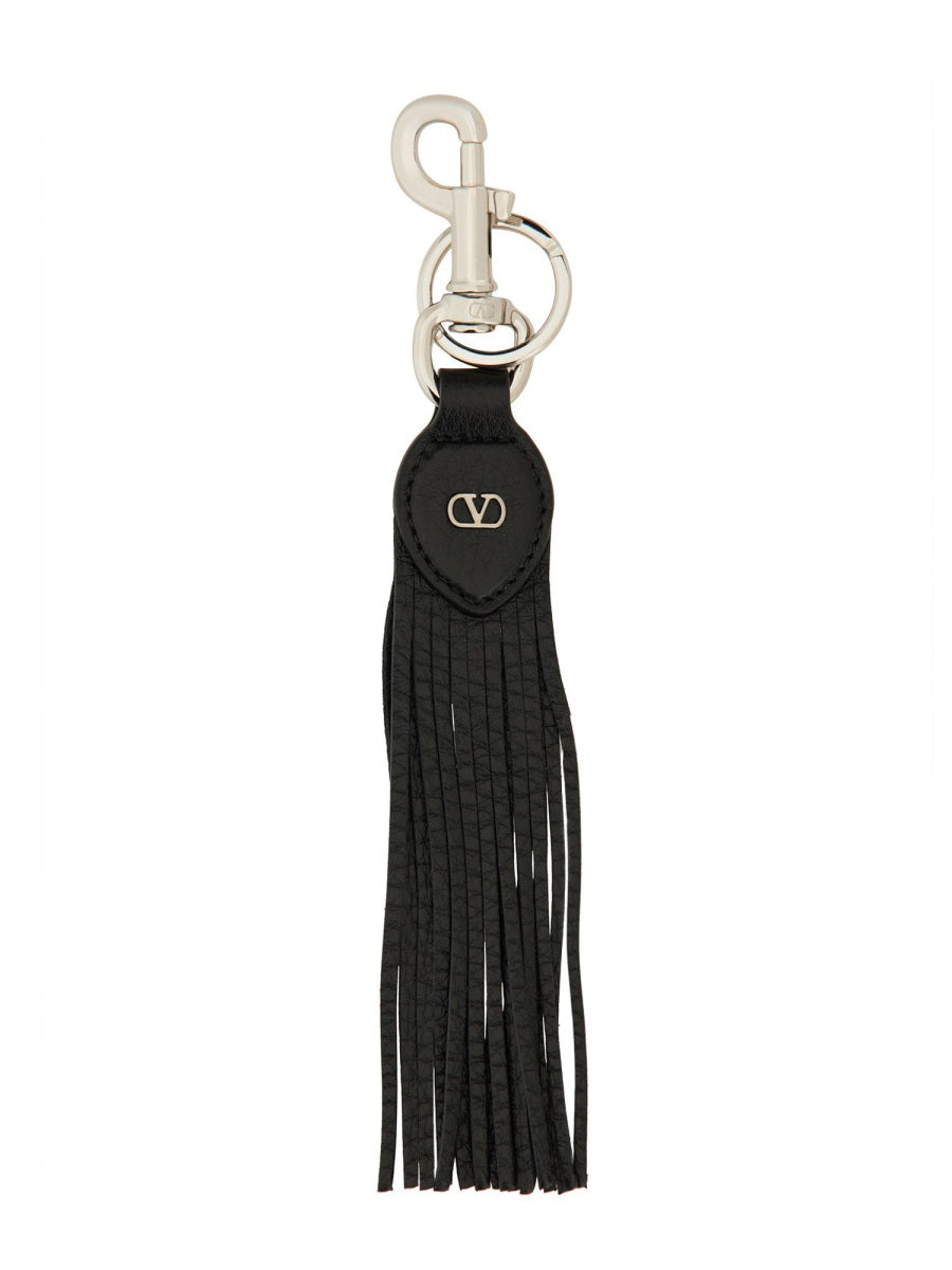 Valentino Garavani Vlogo Signature Leather Key Case — Black by Valentino Garavani