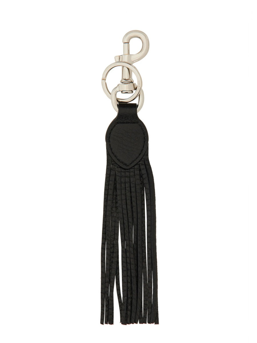 Valentino Garavani Vlogo Signature Leather Key Case — Black, view 2