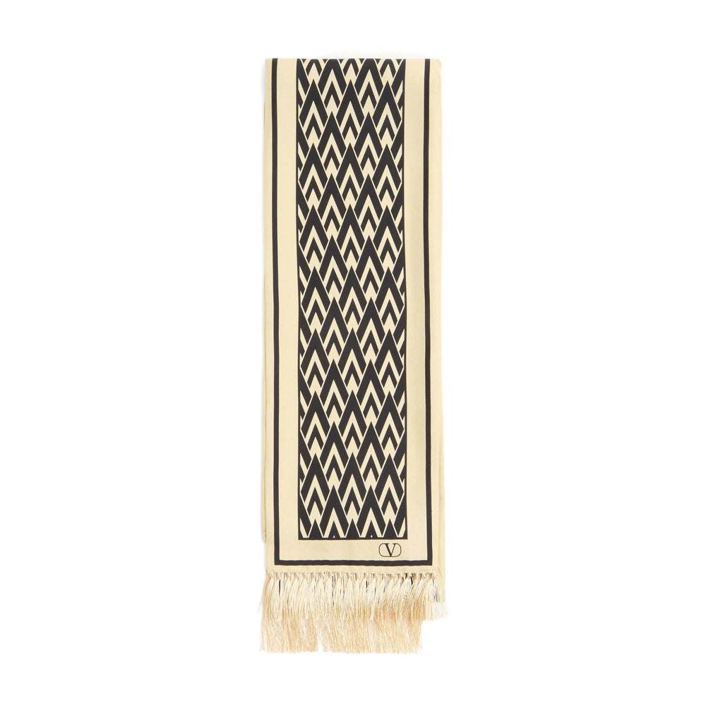 Valentino Garavani Toute la V Print Silk Scarf — Beige by Valentino Garavani