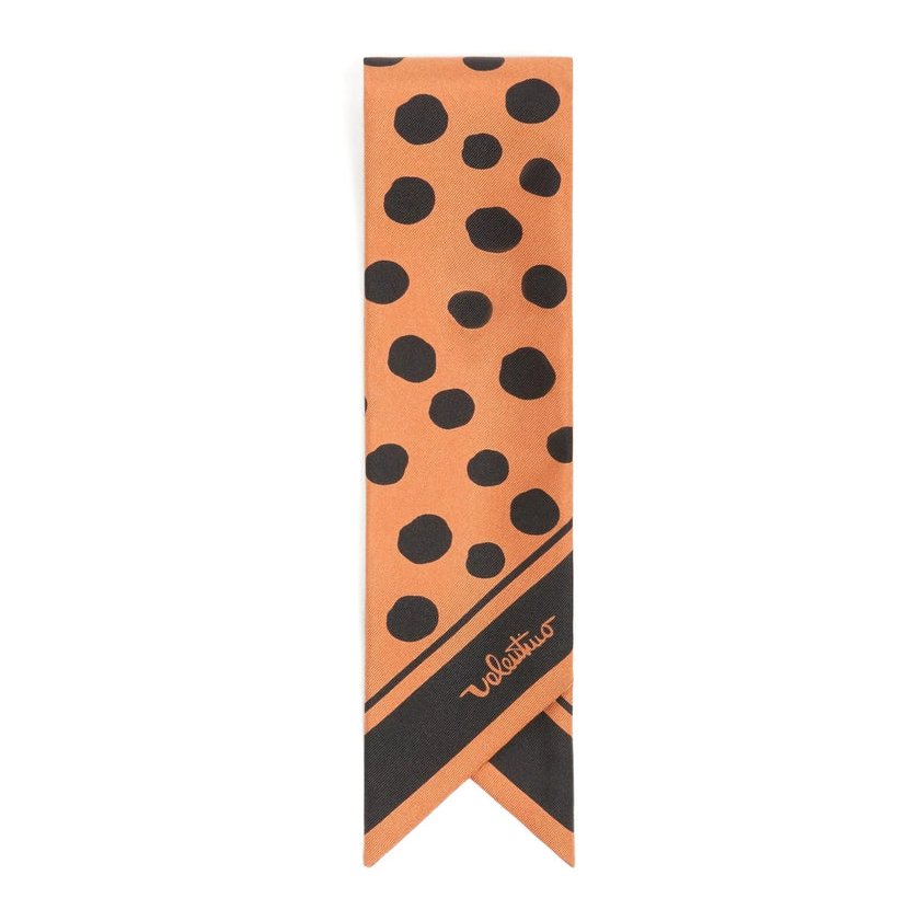 Valentino Garavani Polka-Dot Silk Scarf — Orange, view 3