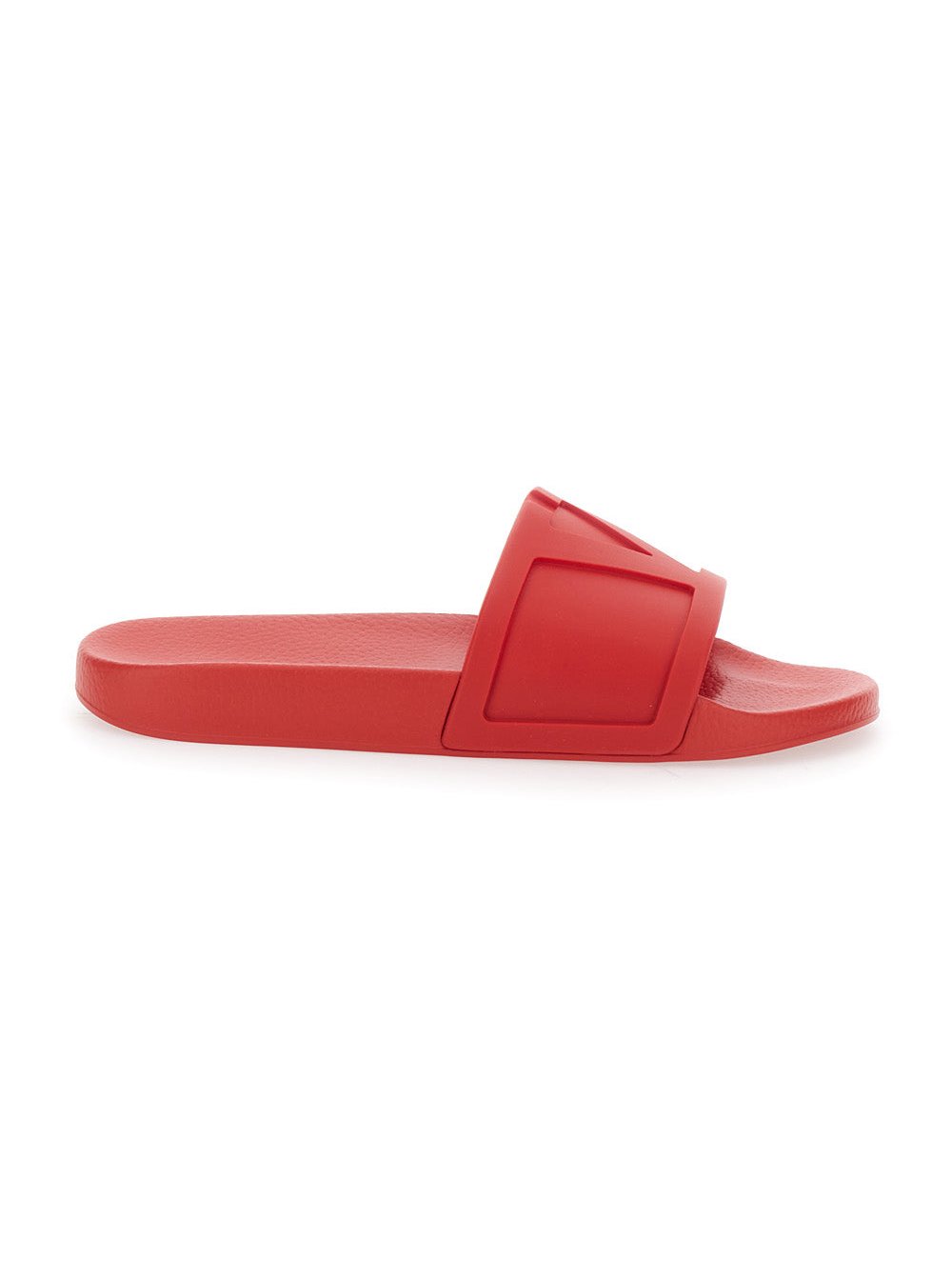Valentino Garavani Logo-Embossed Rubber Slide Sandal — Red by Valentino Garavani