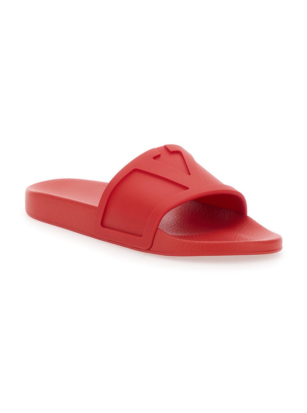 Valentino Garavani Logo-Embossed Rubber Slide Sandal — Red, view 2
