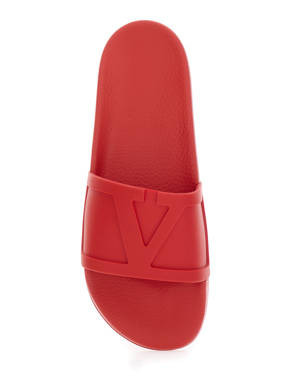 Valentino Garavani Logo-Embossed Rubber Slide Sandal — Red, view 4