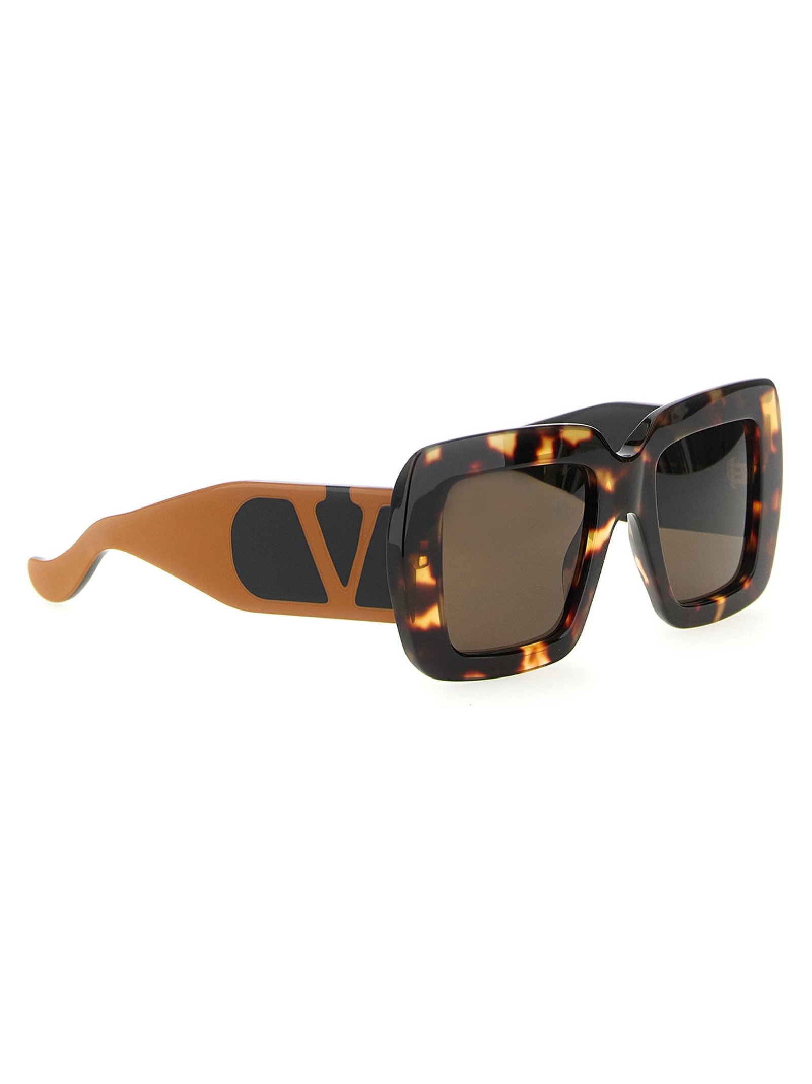 Valentino Garavani Oversized Tortoiseshell Sunglasses — Tortoiseshell, view 2
