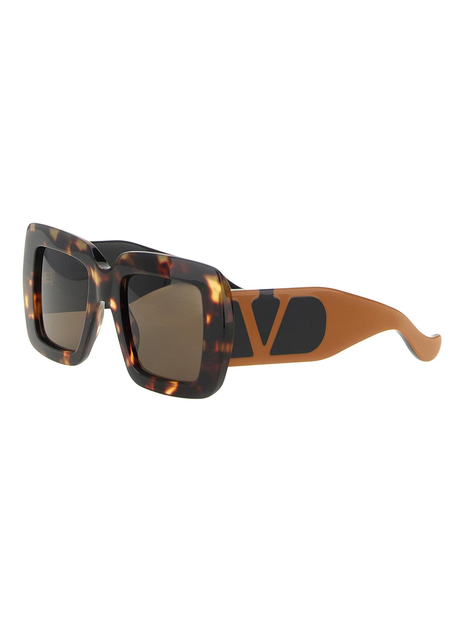 Valentino Garavani Oversized Tortoiseshell Sunglasses — Tortoiseshell, view 3