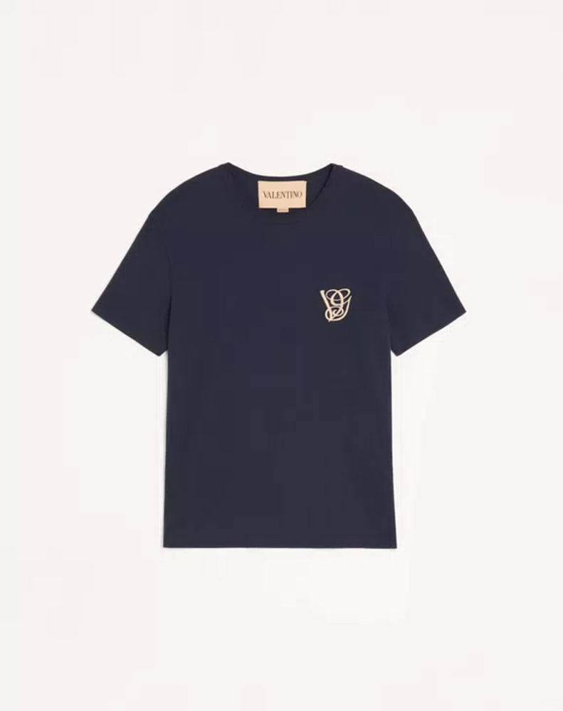 Valentino Garavani Logo-Embroidered T-Shirt — Navy by Valentino Garavani