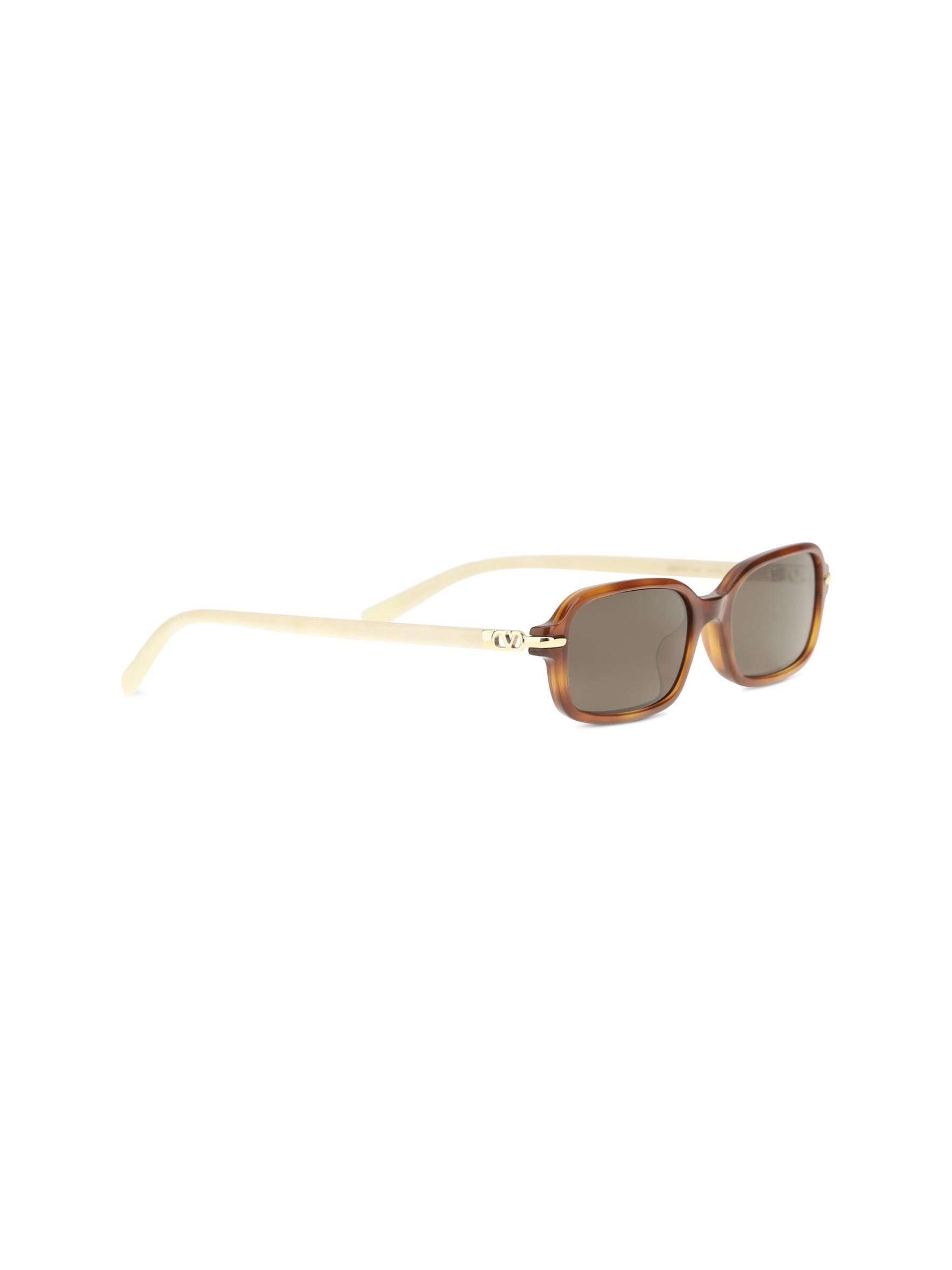 Valentino Garavani VG0047S Rectangular Acetate Sunglasses — Brown, view 2