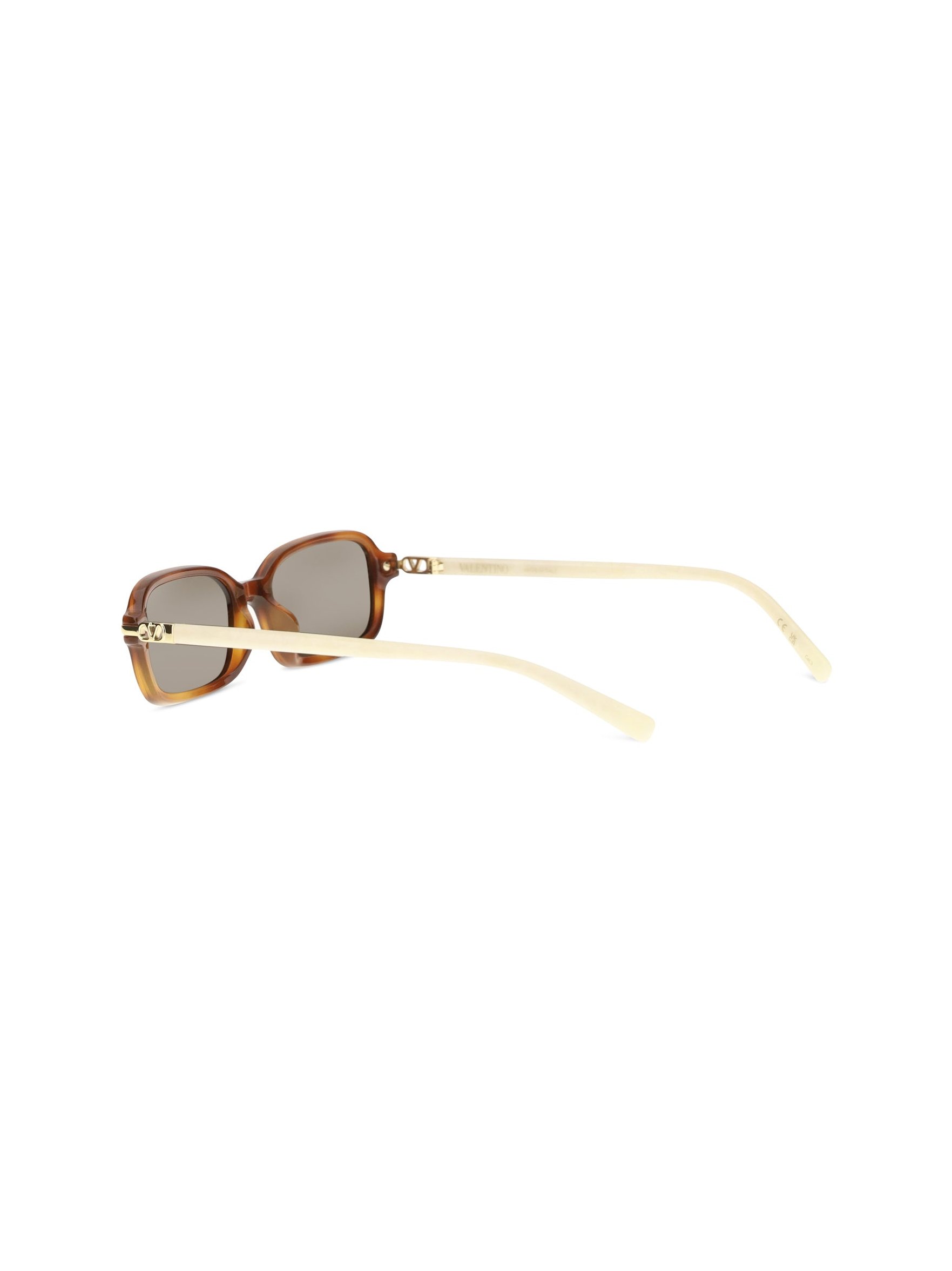 Valentino Garavani VG0047S Rectangular Acetate Sunglasses — Brown, view 3