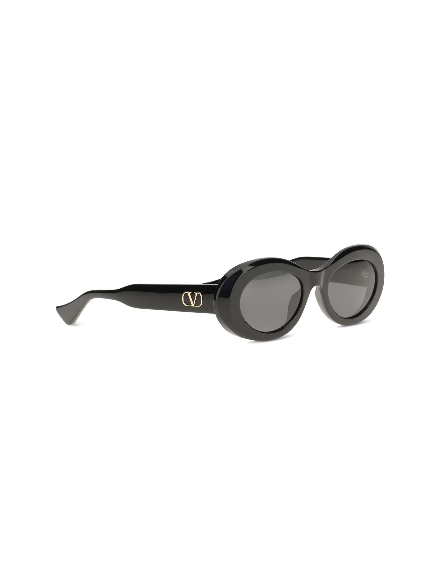 Valentino Garavani VG0057S Oval Recycled Acetate Sunglasses — Black, view 2