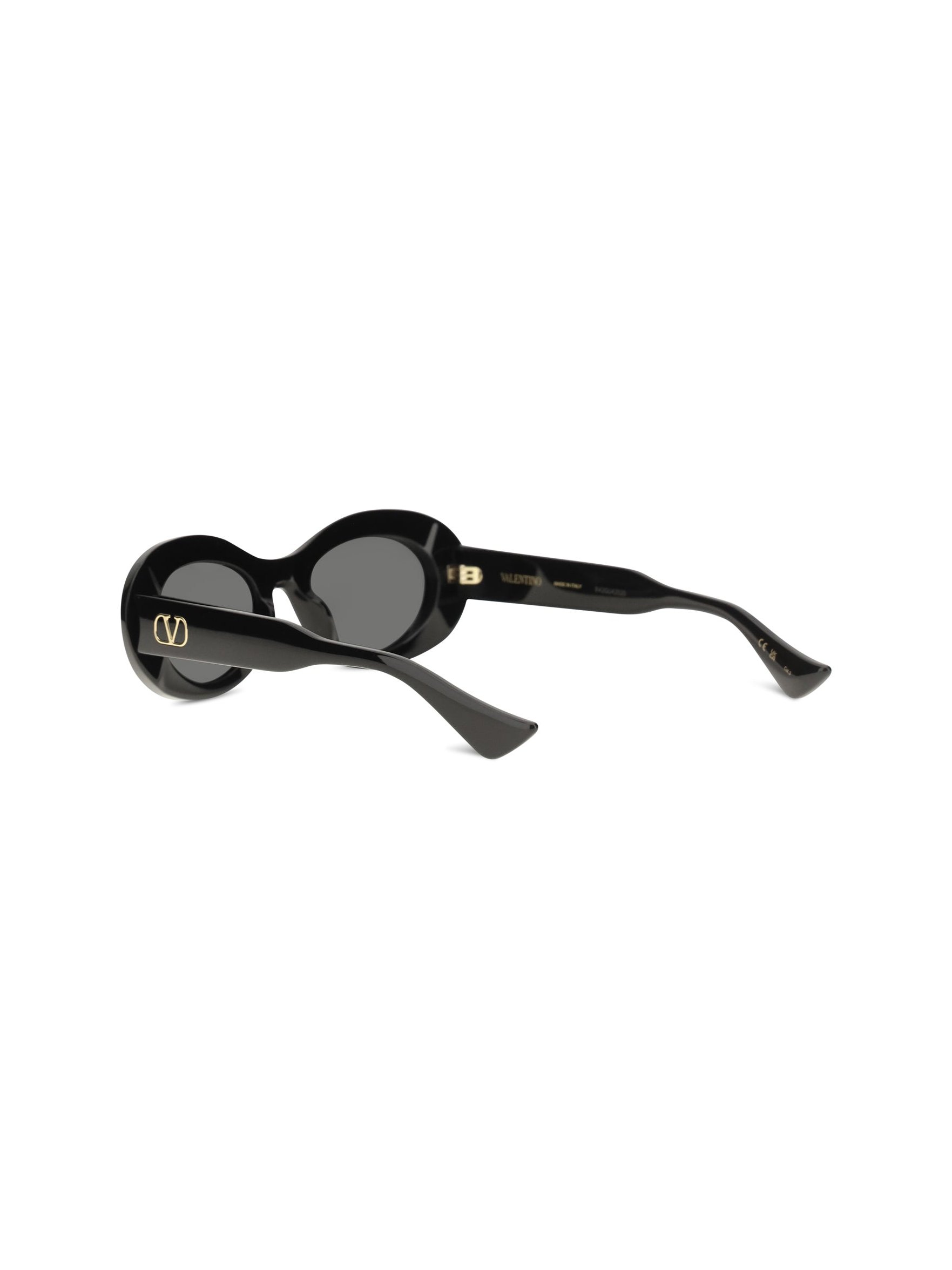 Valentino Garavani VG0057S Oval Recycled Acetate Sunglasses — Black, view 3