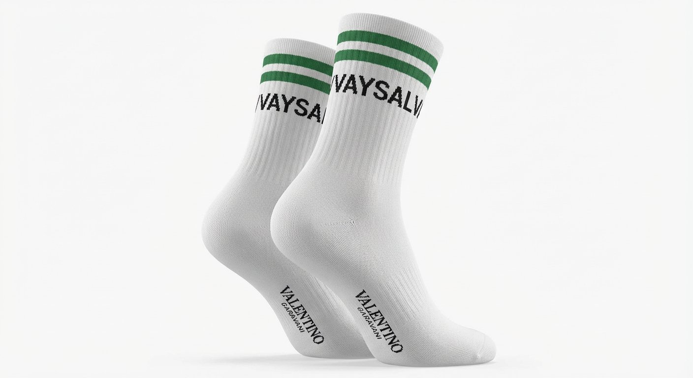Valentino PV3KI00H4ULI81 Logo-Striped Socks — White by Valentino